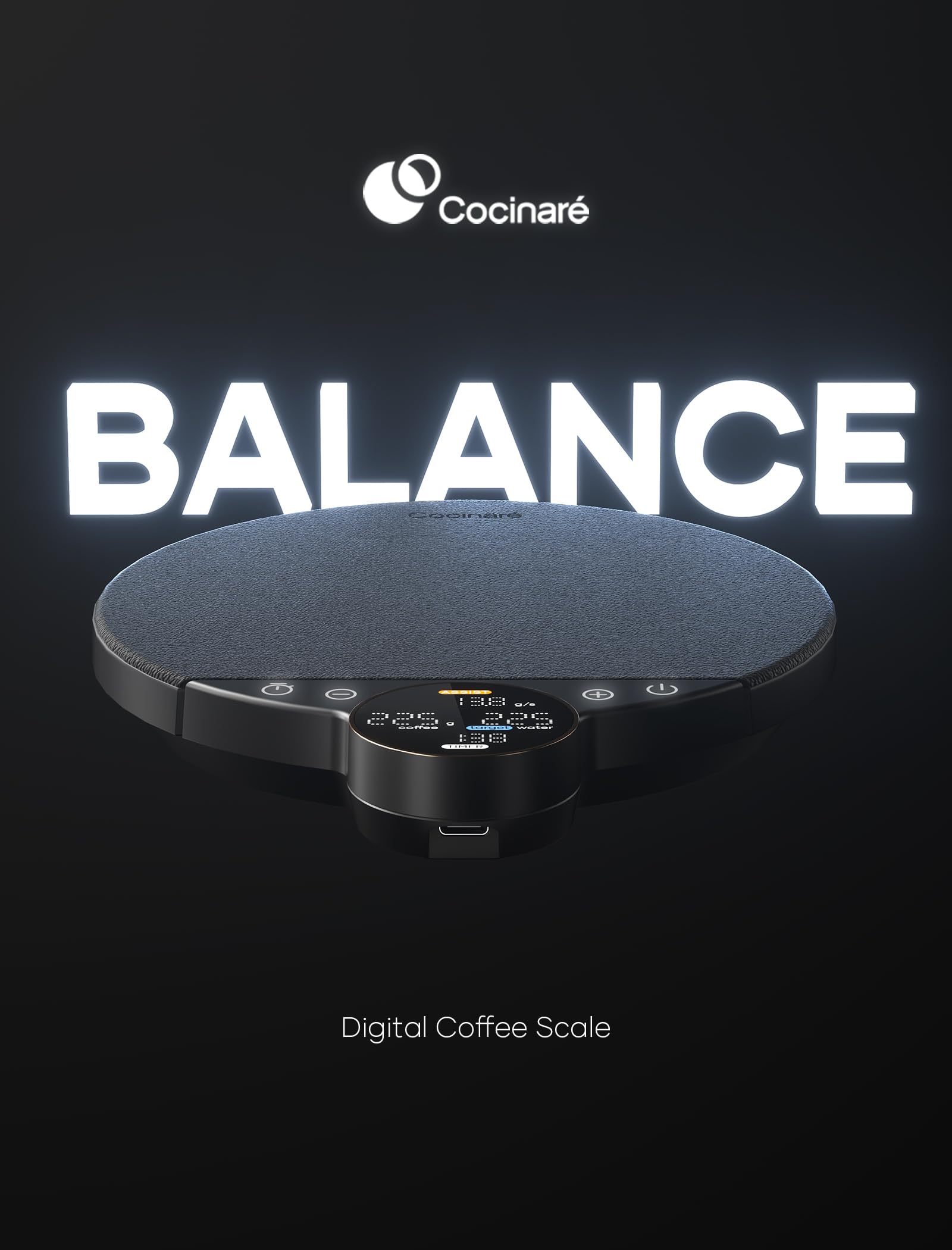 Cocinare Balanza digital de café Balance, control de precisión con tres modos (asistencia de preparación, pesaje, competencia), báscula digital de cocina para café y productos pequeños, hasta 3000 g