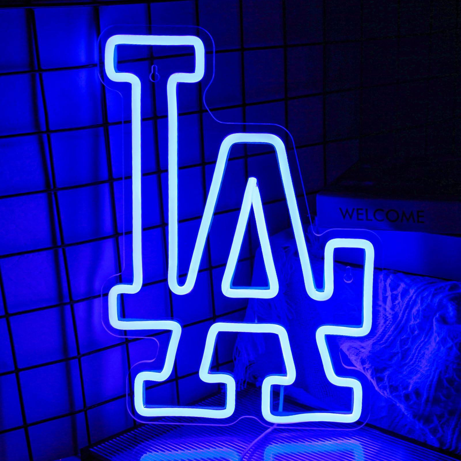 Los Angeles Dodger LA Neon Sign Blue Letters Neon Sign for Wall Decor, Baseball Team Neon Lights for Garage or Man Cave, Party, Bar, Game Dorm and Room Decor Gifts