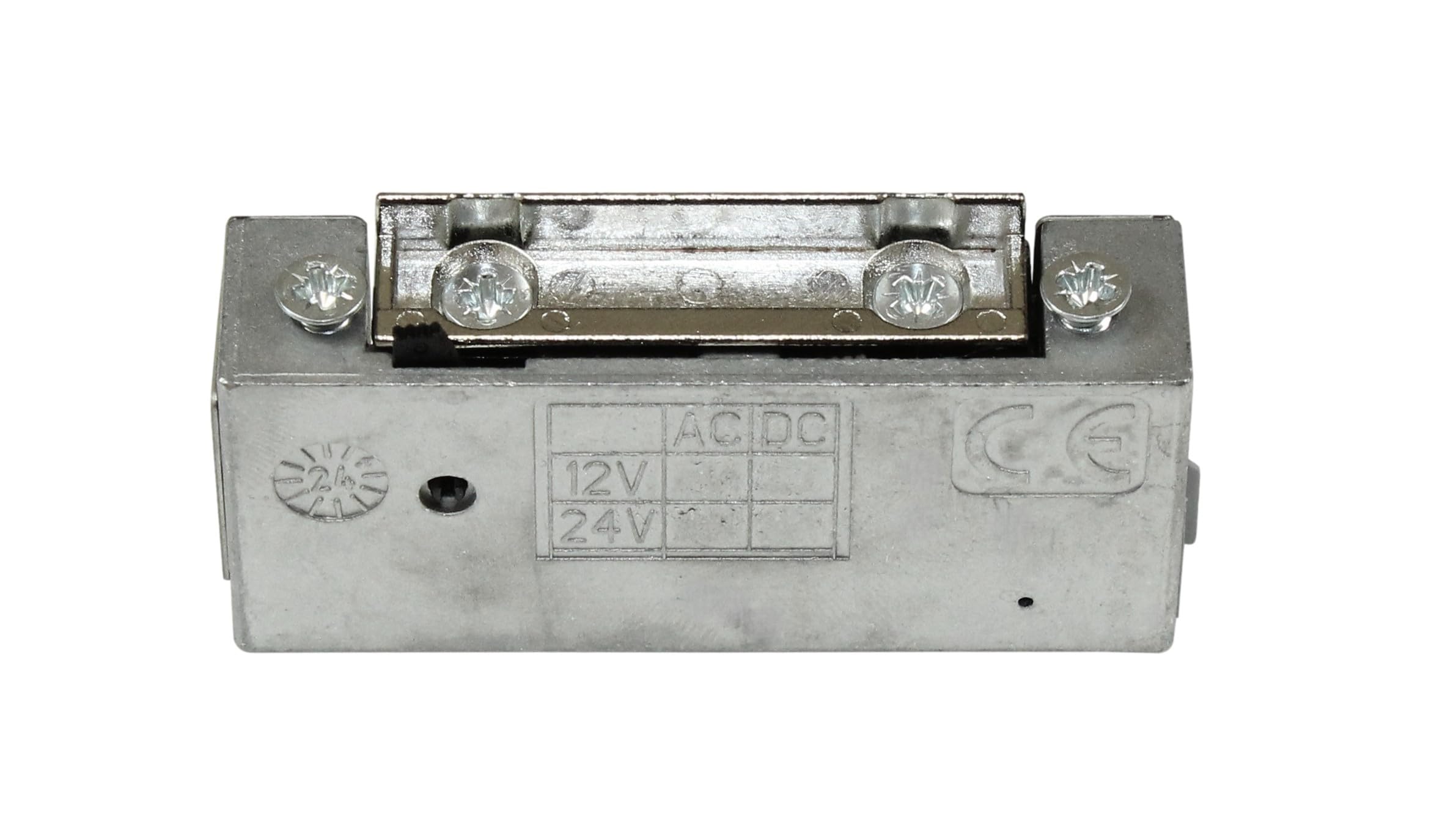 DENI Elektro-Türöffner 20181 schmale Bauweise mit Radiusfalle, mit Tagesentriegelung 12V AC/DC bzw. 100% ED bei 12V DC, Arbeitstrom, DIN Links/Rechts, incl. SN-TEC Befestigungsschrauben