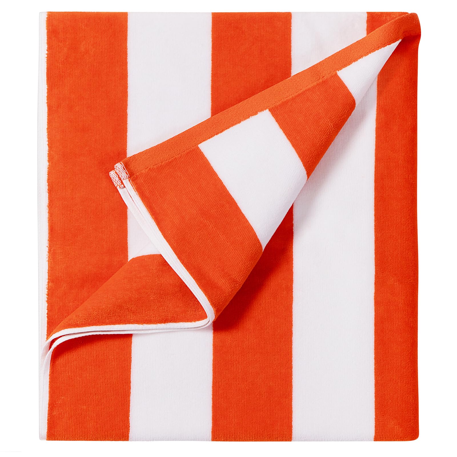 LULUHOME Large Oversized Beach Towel - Big Cotton 36 x 70 Inch Striped Pool Towel, Large Cabana Soft Swimming Towel for Adult Men Women,Orange