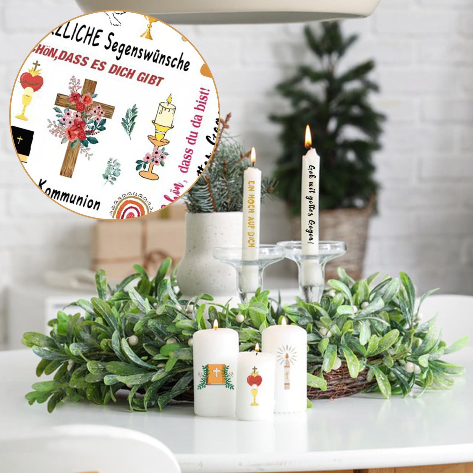 Autocollants Décoratifs Pour Bougies De Noël Et Baptême - Lot De 6 Motifs Festifs à Appliquer Facilement - 7