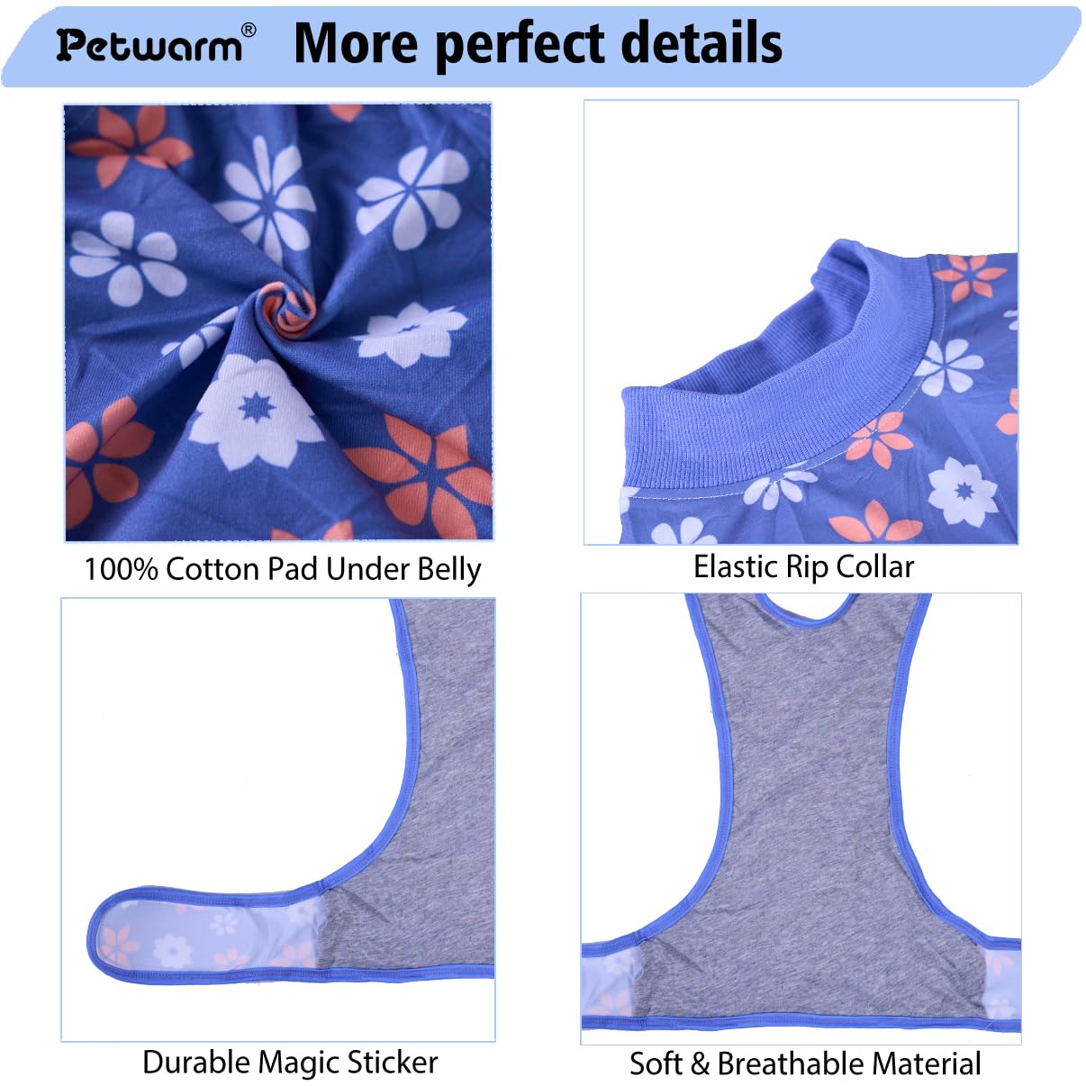 PetWarm Dog Onesie for Surgery Female Bodysuit for Abdominal Affected Areas Sensitive Skin Areas - Image 4