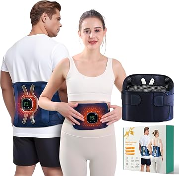 Cordless Heating Pad for Back,Heating Pad for Period Cramps Pain Relief, Portable Lower Back Electric Massager Wearable, Birthday Gifts for Men Women Dad Mom Grandpa Grandma Rechargeable Blue
