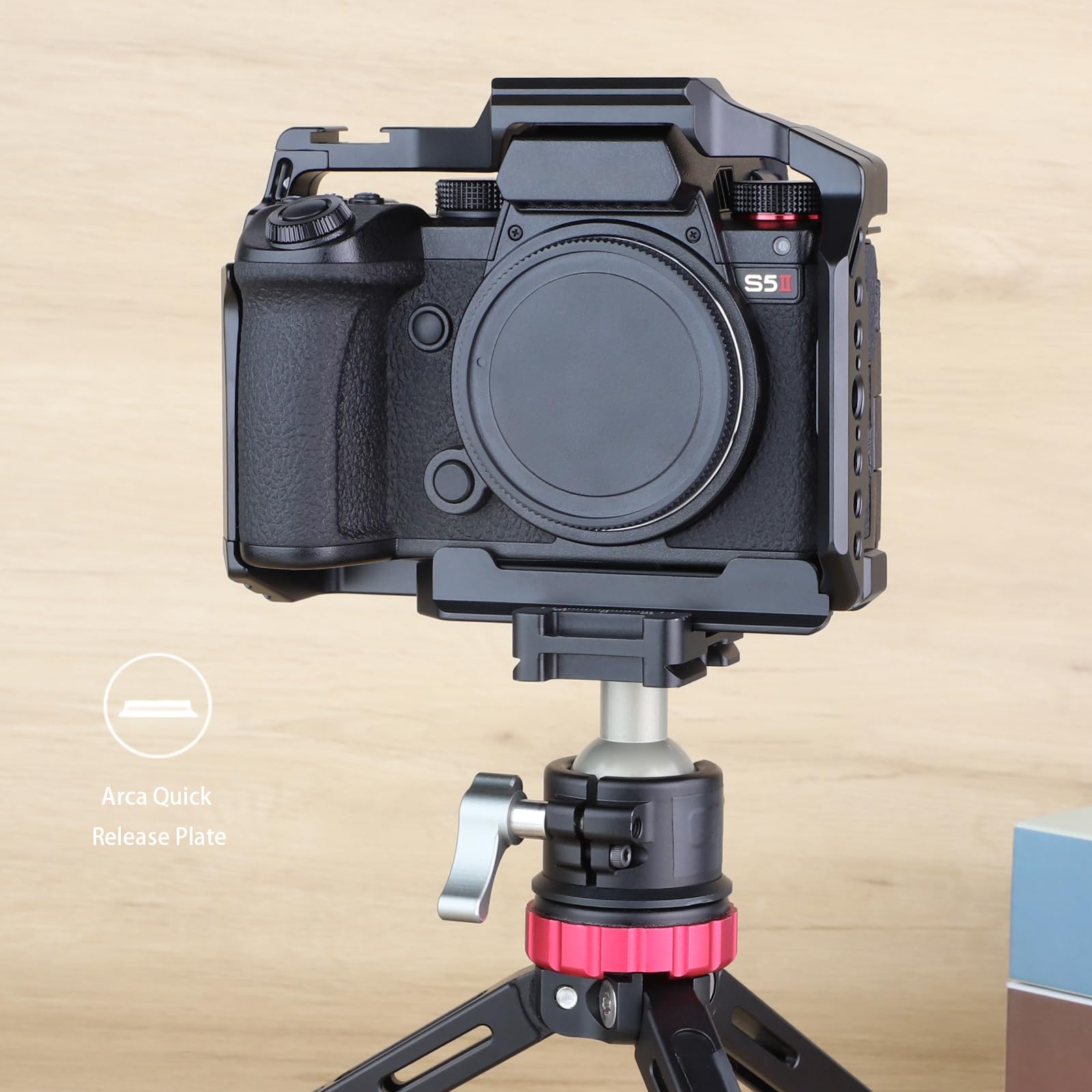 Leftfoto Cage de caméra S5 pour Panasonic LUMIX S5 II – Cadre de protection avec base Arca, rail NATO et filetages ARRI, compatible DJI RS2 – Prise de vue vidéo Vlog