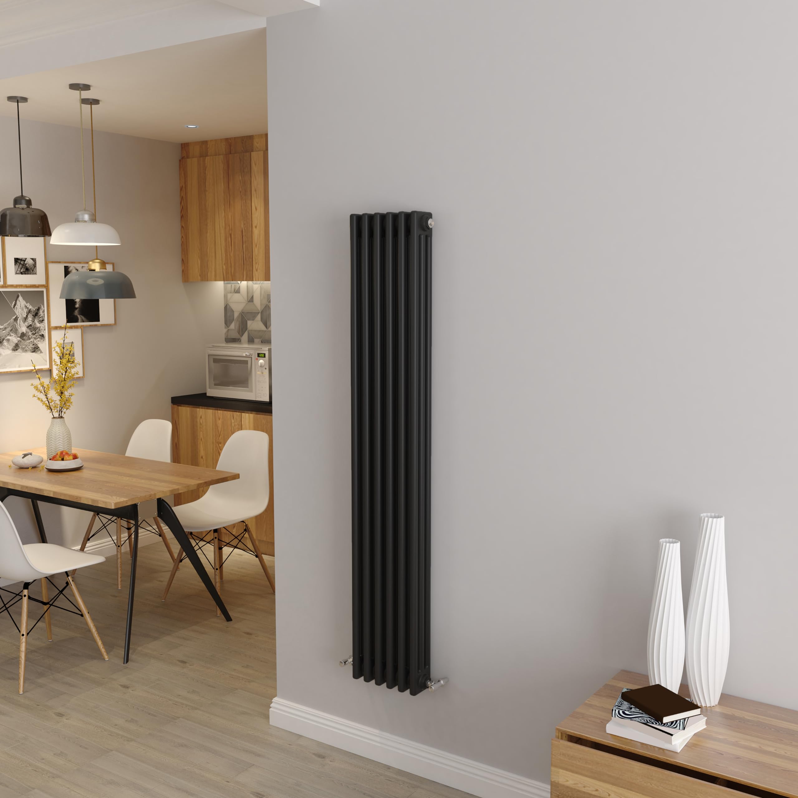 Biubiubath Black 1500x290mm Tall Cast Iron VerticalTriple Column Traditional Central Heating Horizontal Radiators — image 1