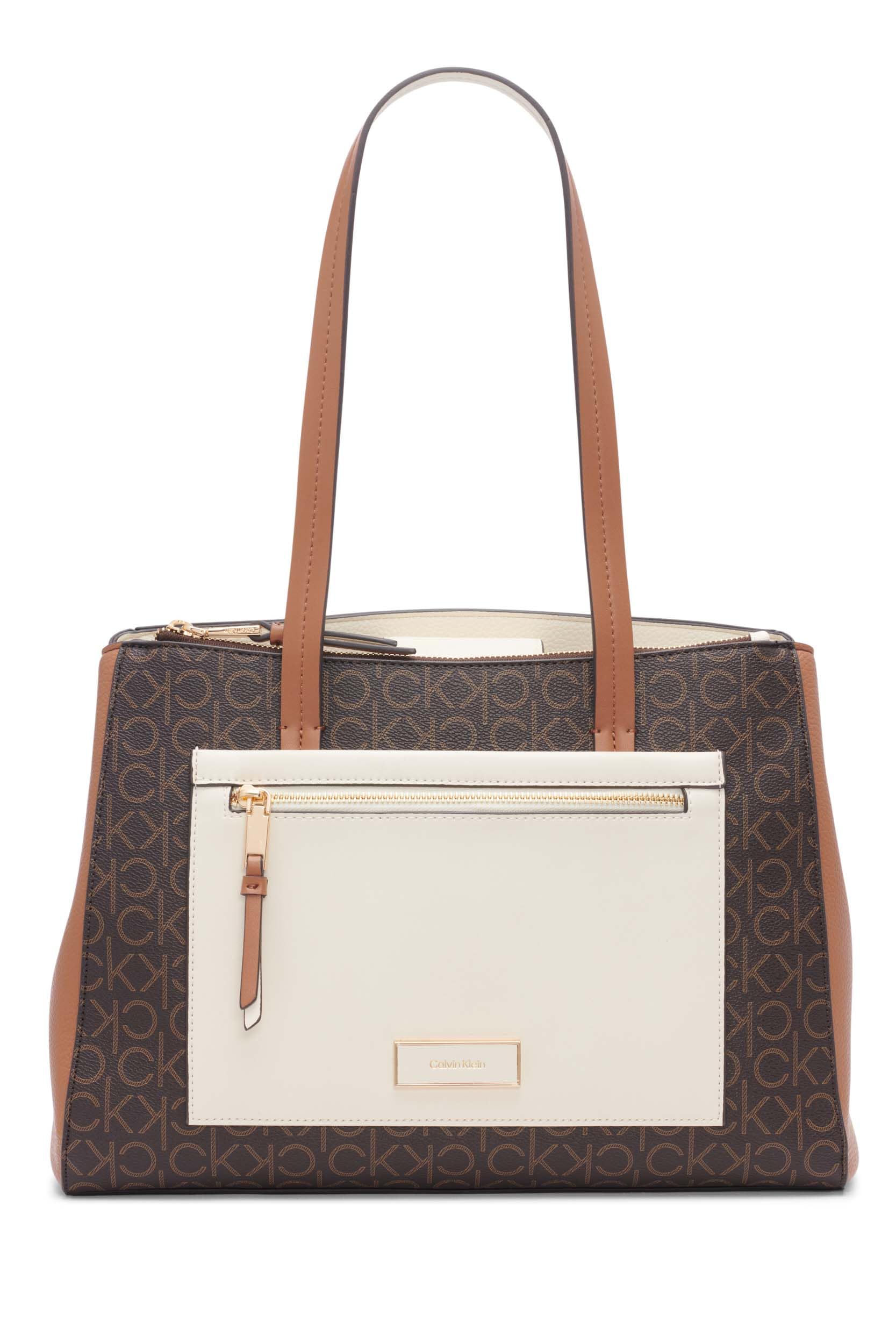 Calvin Klein Women's Hadley Tote Bag – 2 in 1, Vegan Leather, 5 Pockets