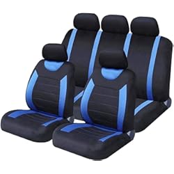 Forros De Tela Para Asientos De Carro Sakura Carnaby Blue SS5292 - Asientos y Reposacabezas Coche Fundas, Tamaño Universal, Dobladillos Elásticos, Airbags Laterales Compatibles, Lavables, Colocación Sencilla, Color Azul