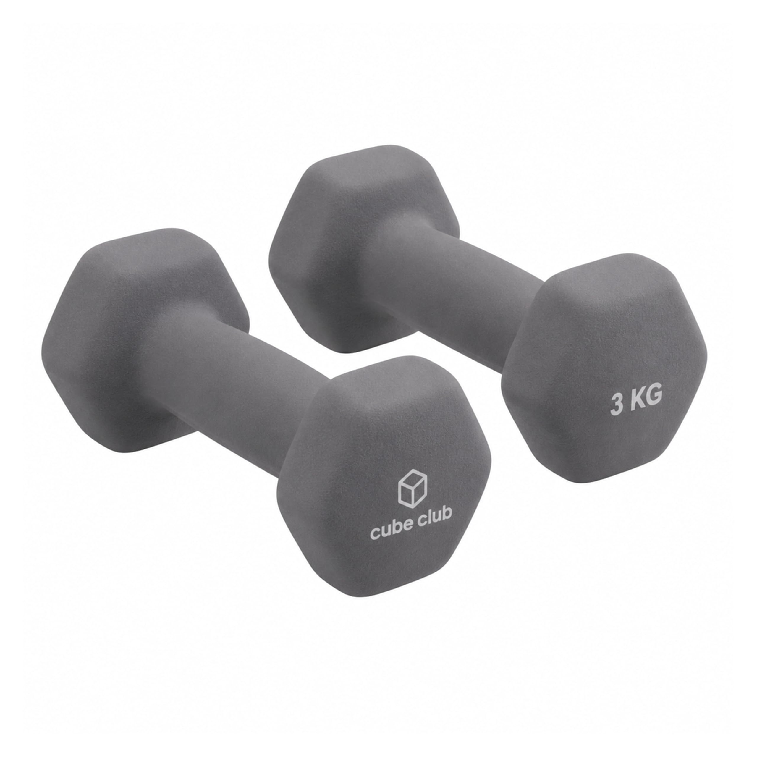 The Cube Club Neoprene Dumbbells Set 3kg x 2 for Women & Men | Anti-Slip Hex Dumbbellsset for home workout| Gym Equipment for Home Workout, Yoga, Pilates& Strength Training – Grey6kg-picture-12