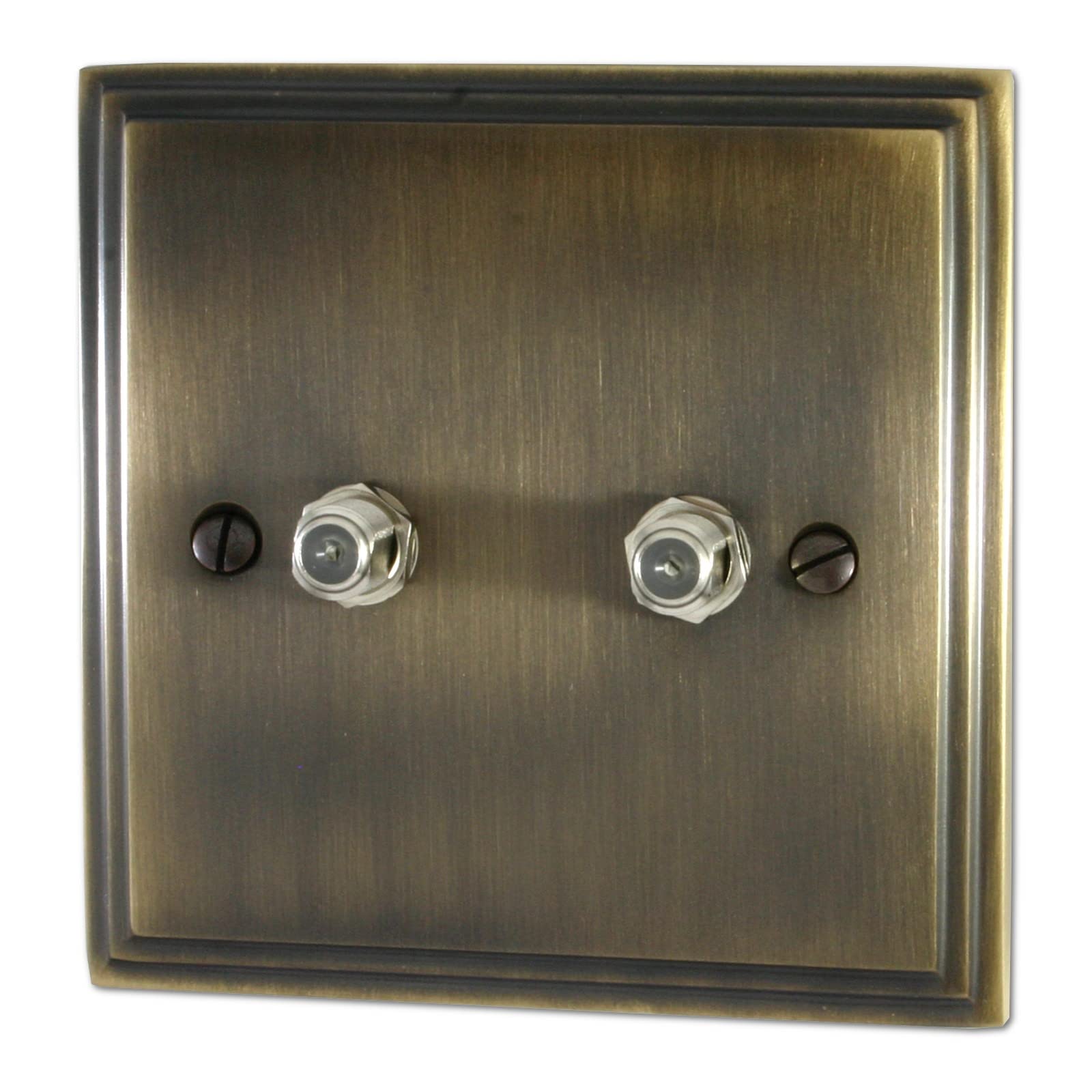 G&H Brassware Bronze G&H Vab237 Victorian Plate Antique 2 Gang Satellite Socket Point