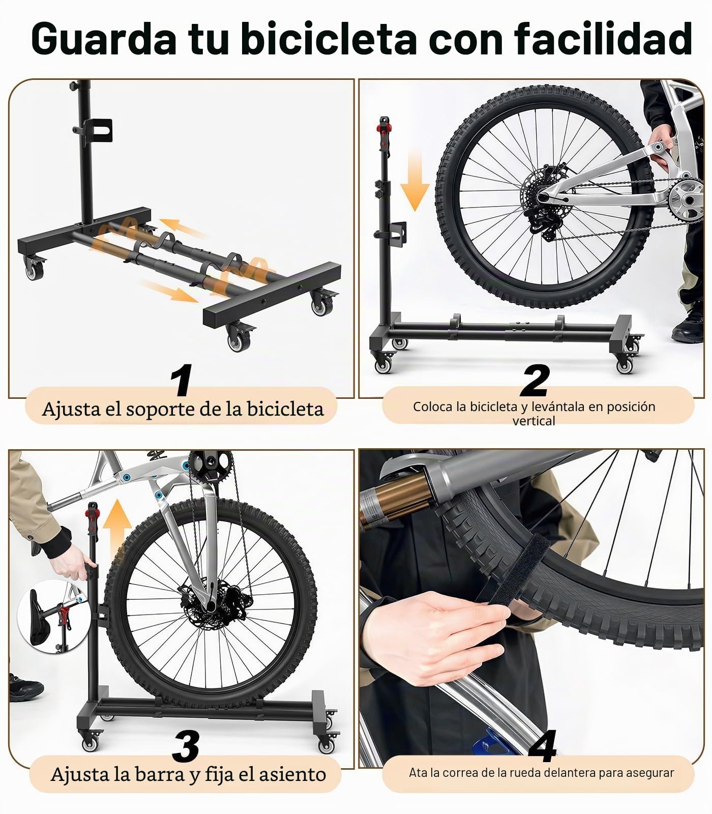 Housolution Soporte Vertical para Bicicleta con Ruedas 360°, 2 Unidad | Hasta 29 Pulgadas,Ajustable, Sin Perforar, 80 Libras de Resistencia, para Garage, Apartamento, MTB y Carreteras