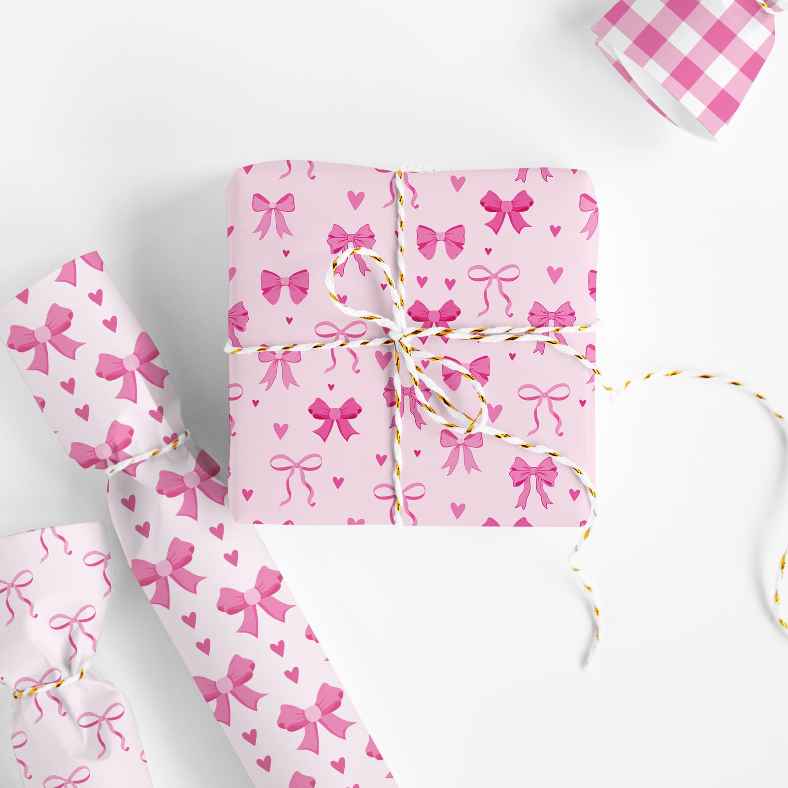 JarThenaAMCS 90 Sheets Bow Tissue Paper - Pink, White, Black Bowknot Design For Gift Wrapping & DIY Crafts, 14x20 Inch 2 thumbnail image