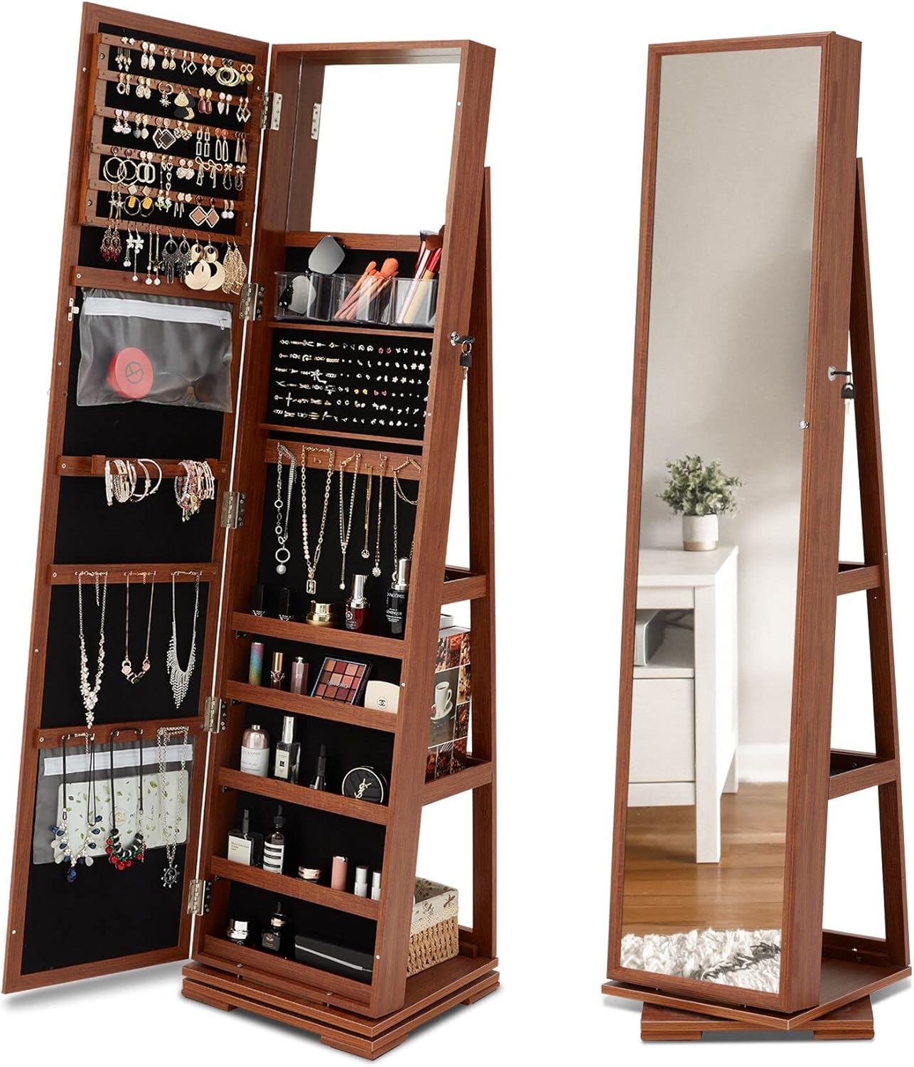 ACIPENSER 360° Rotating Jewelry Standing, Full Length Mirror