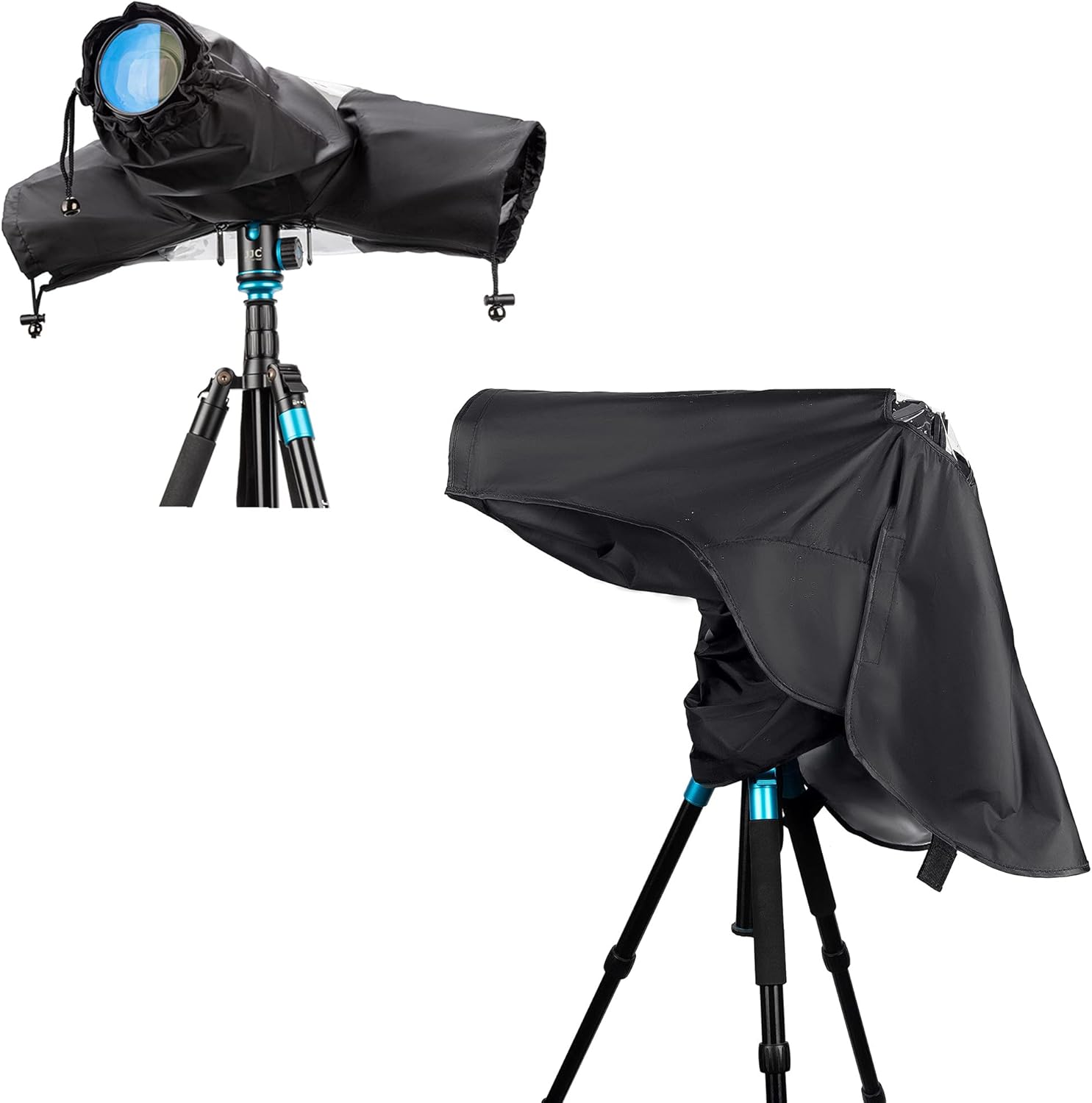Dual Sleeves Rain Cover + Long Rain Cover :Camera Raincoat Dust Proof Protector for Birding on Canon Nikon Camera