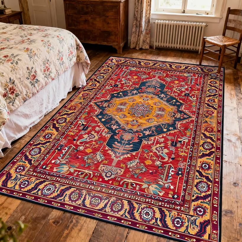 Tapis de chevet antidérapant lavable style ethnique