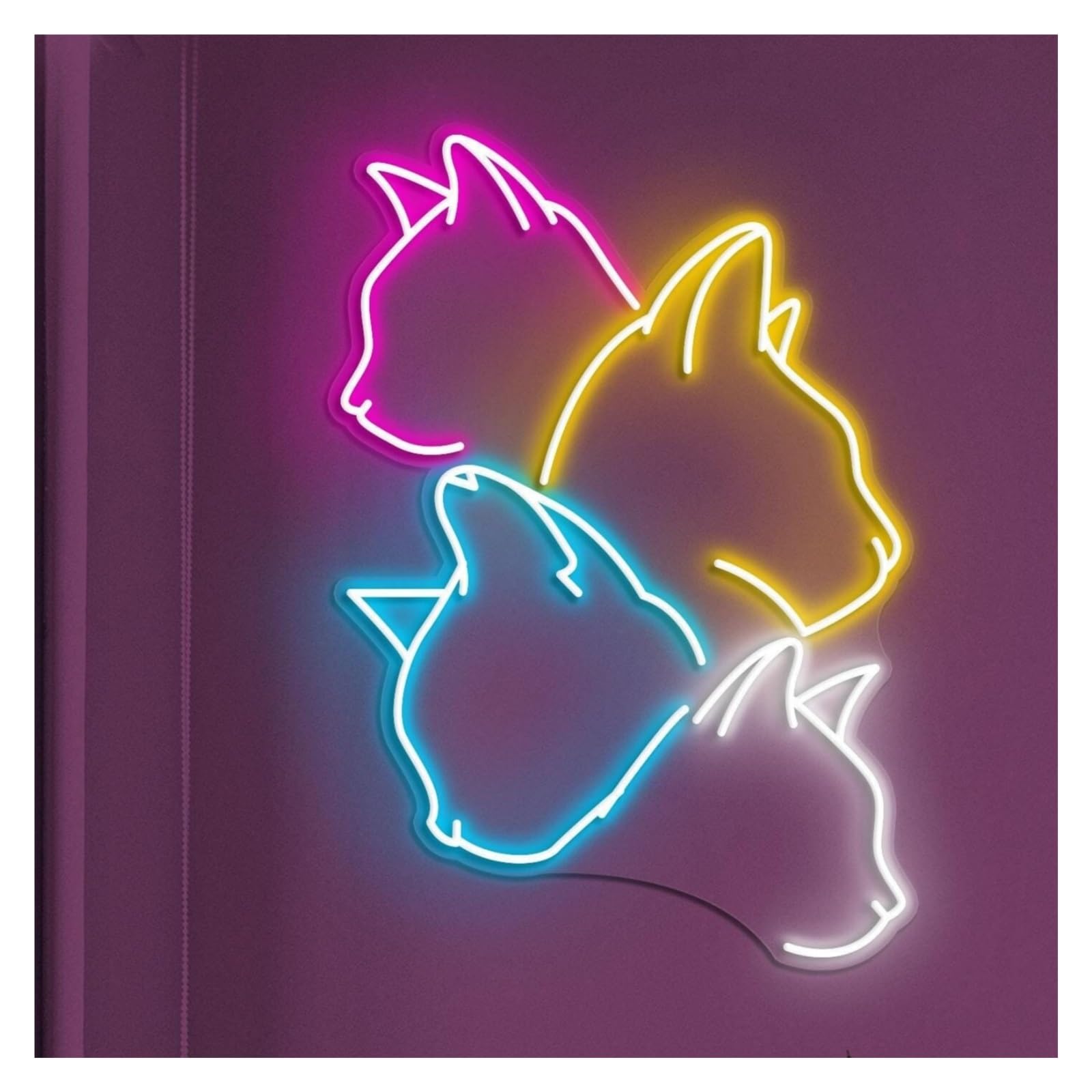 RONGCH Hanging Art Neon Signs Cute Cats Neon Sign, Suitable for Pet Shop Kids Room Decor with Brightness Adjustable 58cm(A)