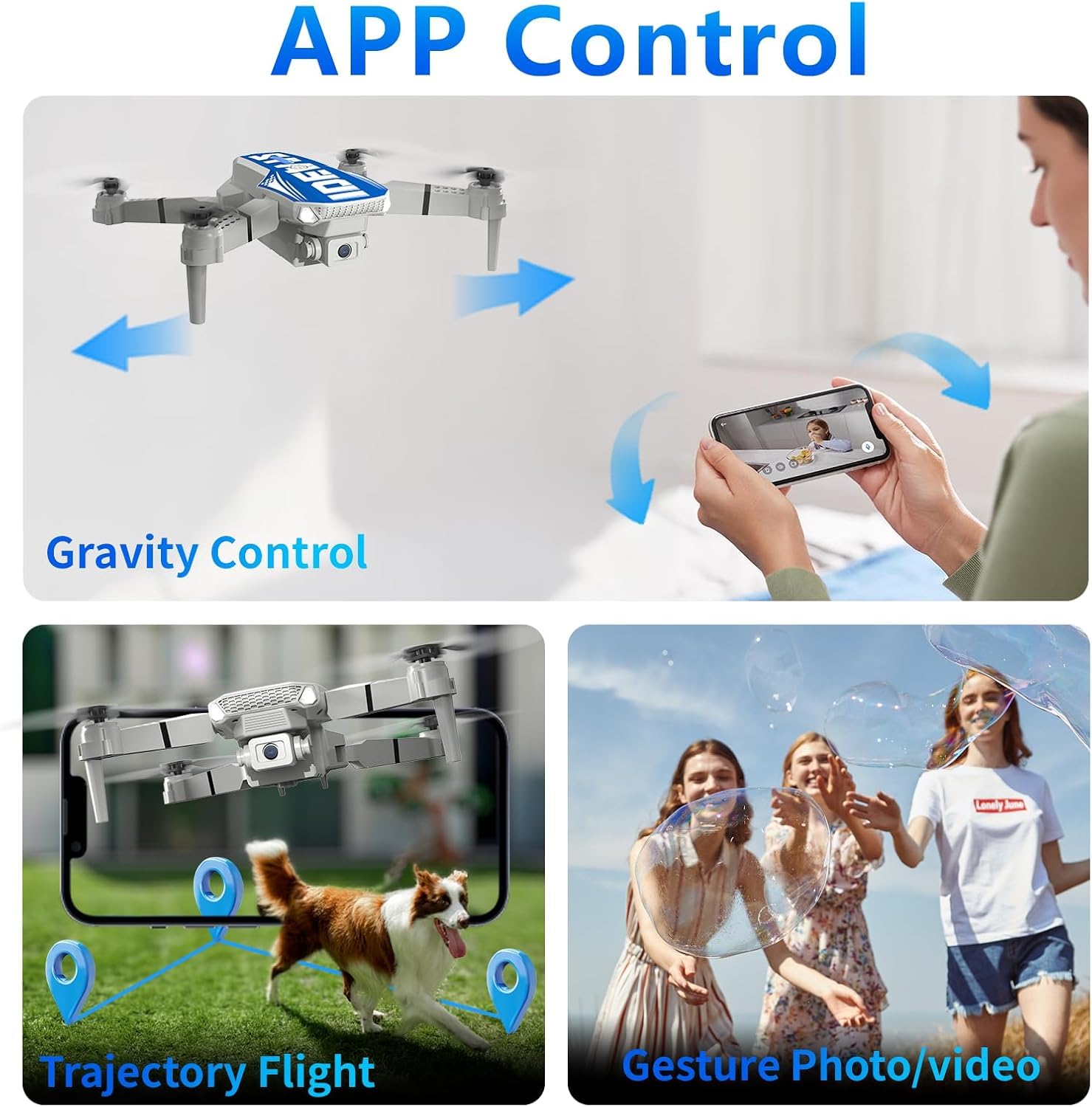 LE-IDEA Mini Drone con Telecamera 1080P, IDEA12 Drone con Posizionamento Flusso Ottico, Evitamento Ostacoli 270°, Modalità Senza Testa, Quadcopter Droni con Trasmissione WiFi per Adulti (Blu)