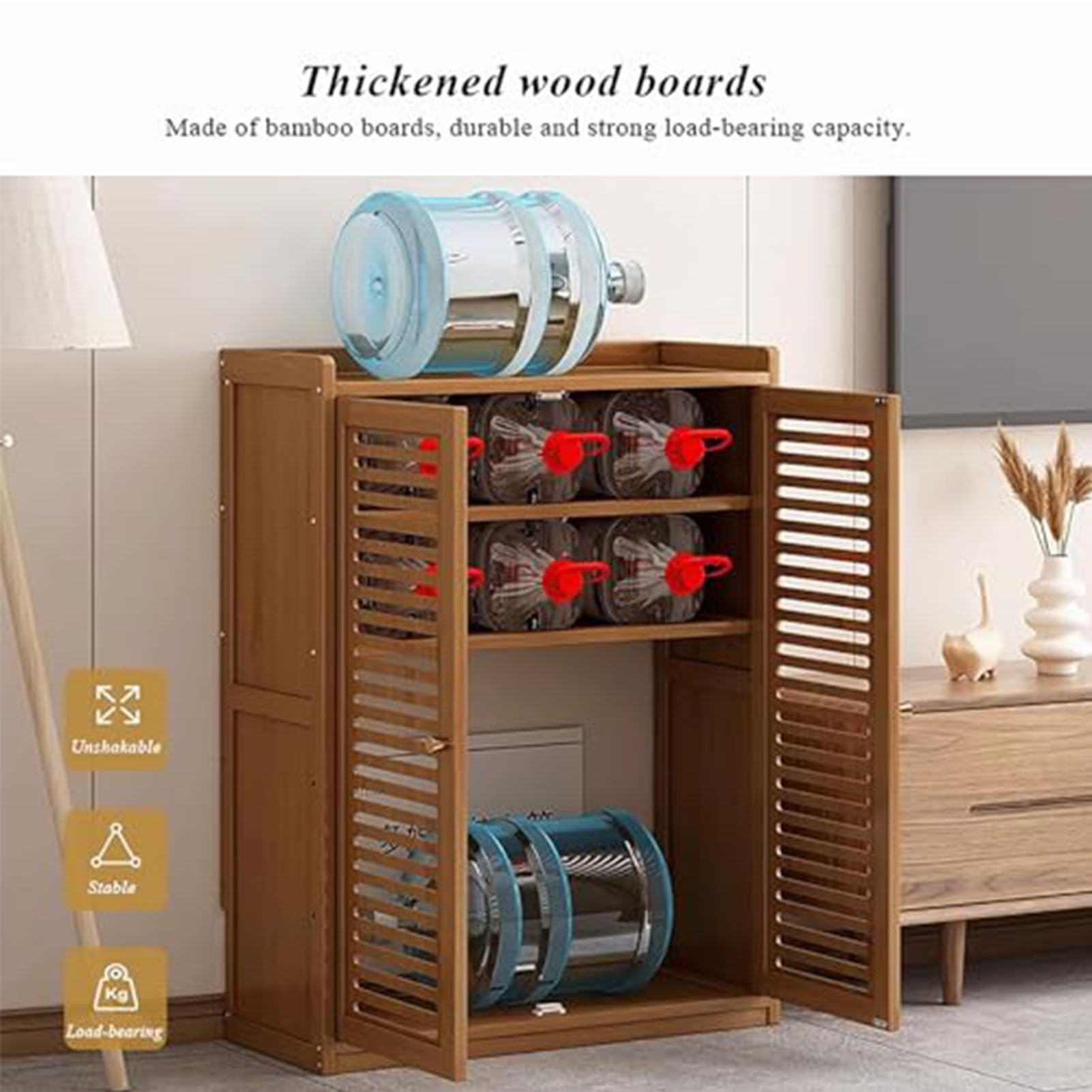 Armoire de rangement pour routeur WiFi avec gestion des câbles, étagère réglable pour bureau à domicile, étagère en bois, design au sol