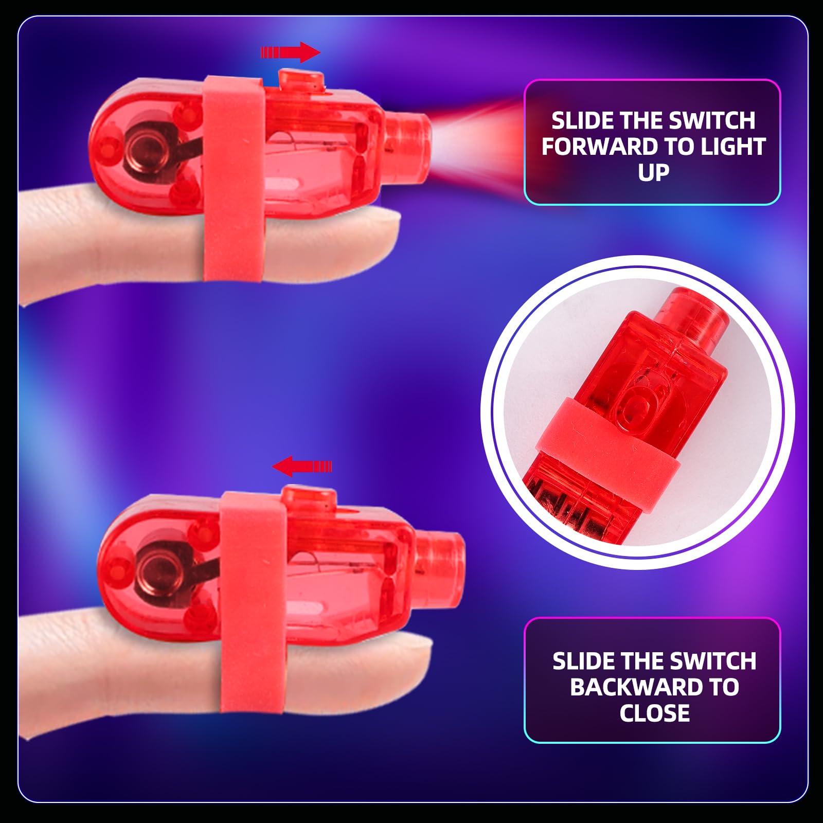 40 Anelli Luminosi Per Dita LED - Multicolore, Per Feste, Discoteche, Eventi (rosso, Verde, Blu, Bianco) - Foto 2