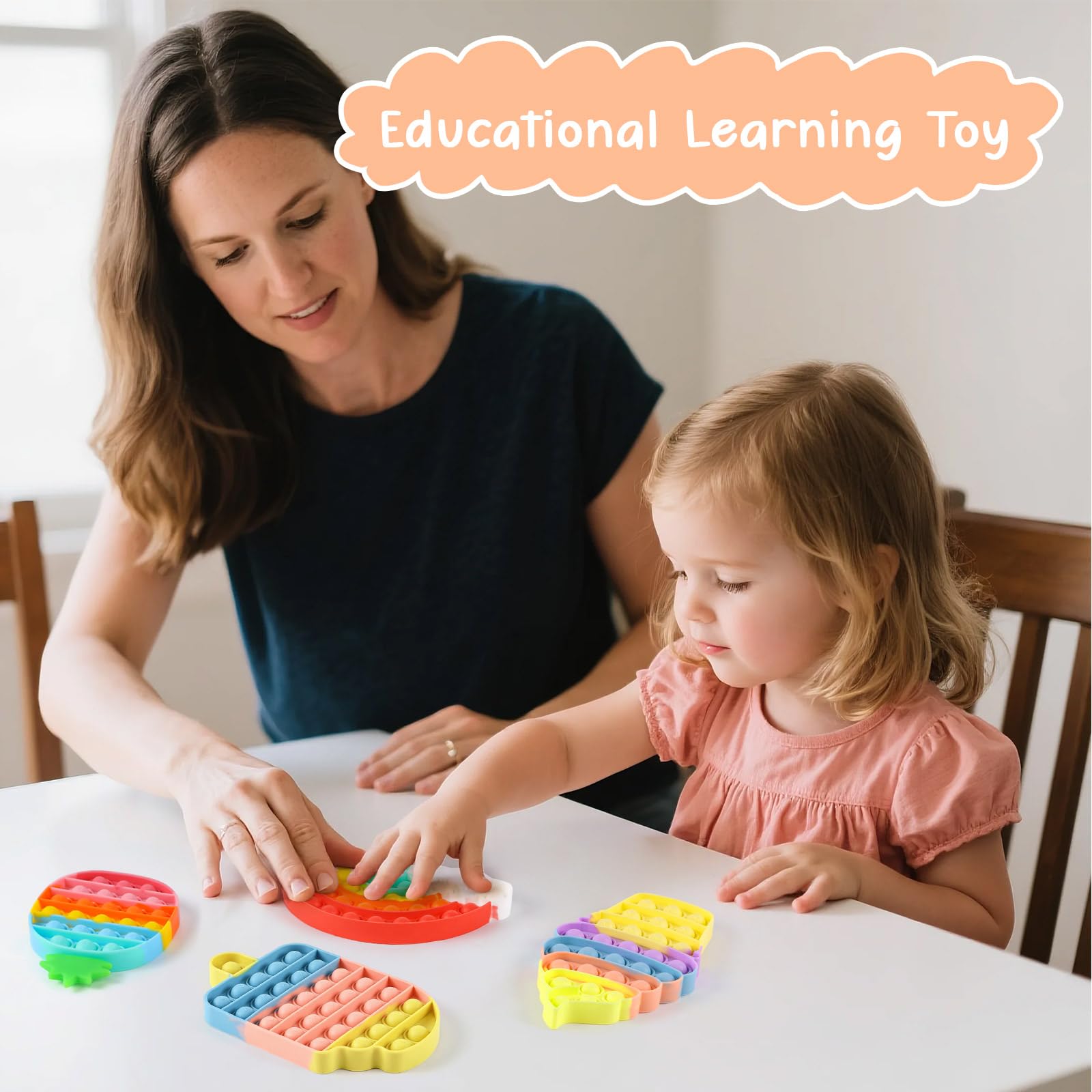 4 giocattoli sensoriali per bambini piccoli giocattoli sensoriali in silicone per spremere bolle arcobaleno sollievo dall'ansia giocattolo antistress per bambini e adulti regalo