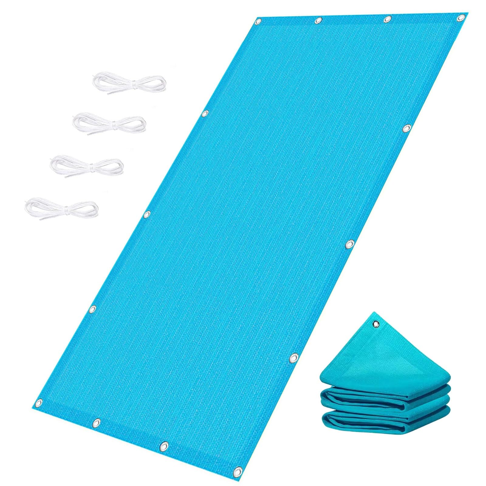 Voile d'ombrage rectangulaire 1.6x3.8 m bleu ciel en toile résistante pour jardin et terrasse