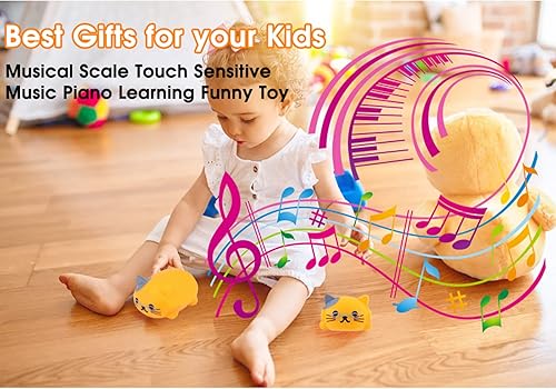 Miniatura 8 de Dilwe Gato a escala musical, piano de música sensible al tacto, juguete divertido de aprendizaje con caja de embalaje (#1) coche
