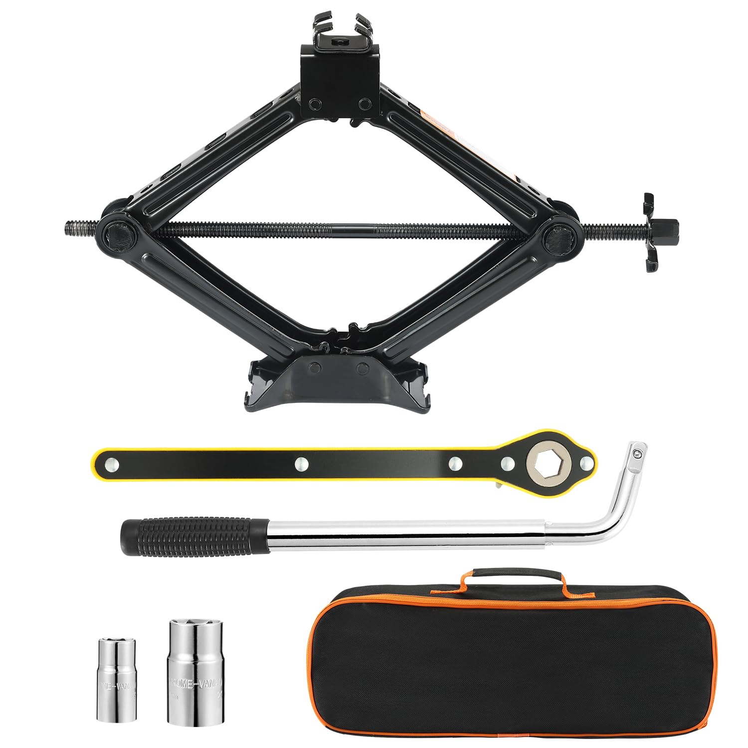 2 Tons (4409 lbs) Scissor Car Jack Kit, Universal Car Emergency Kit with Lug Wrench & Ratchet, Portable Tire Change Kit Perfect for Auto, SUV, MPV Tire Changes & Repairs, Heavy Duty Material