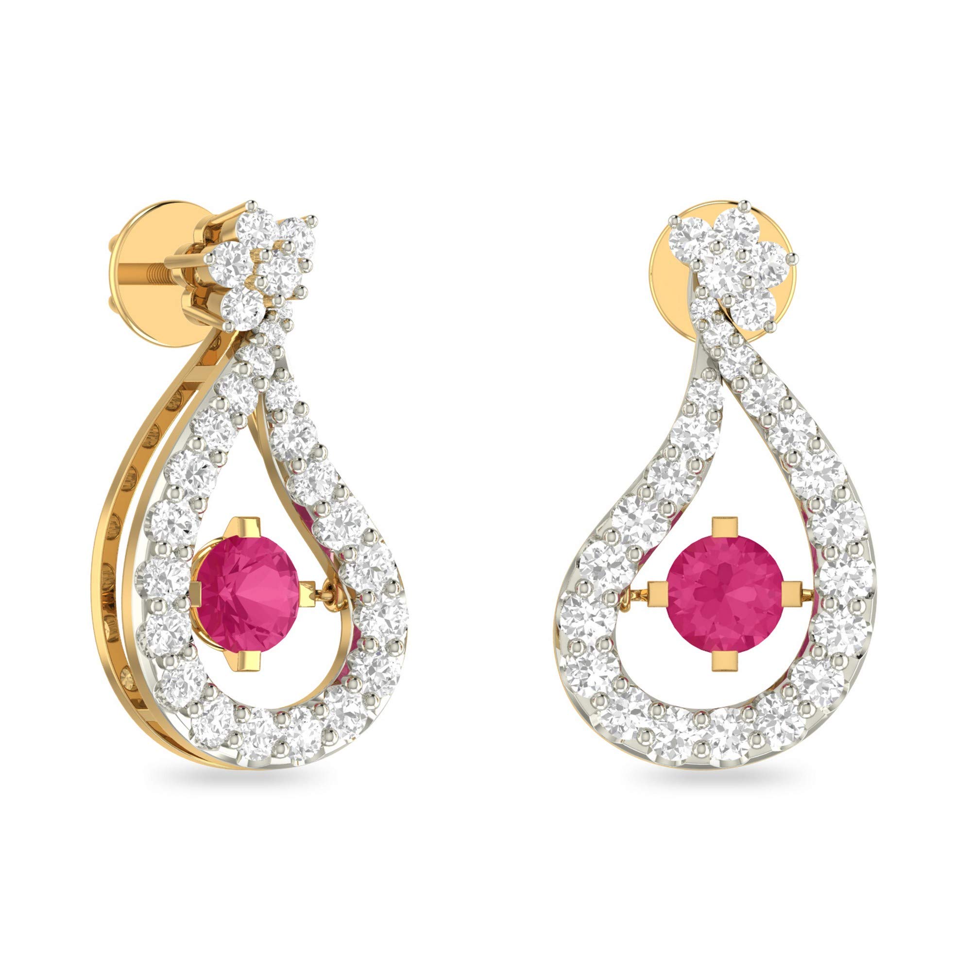 Yellow Gold and Solitaire Stud Earrings for Women-image-46