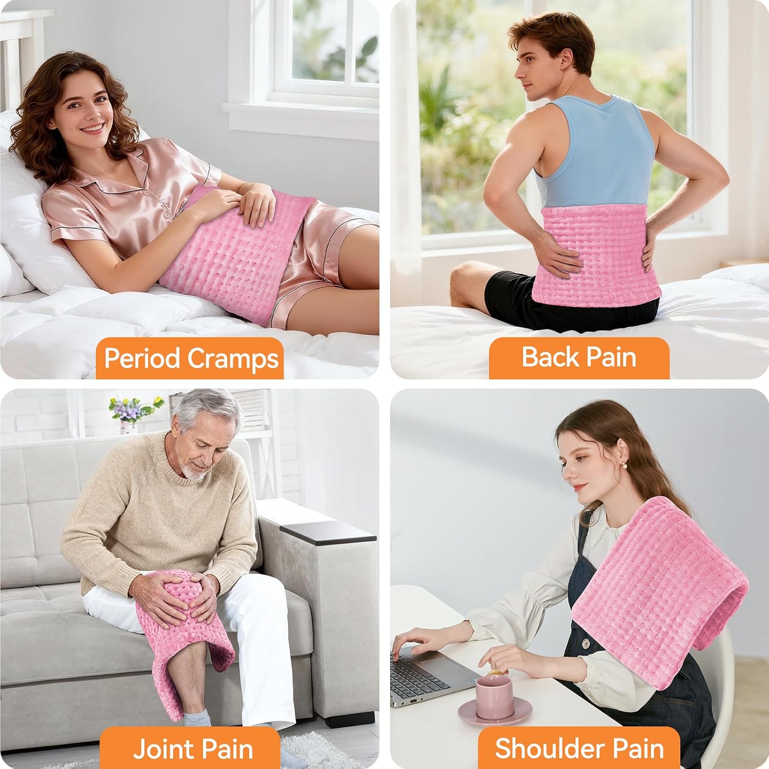 Heating Pad for Back Pain, 24''×12'' Electric Heat Pad with 9 Heat Levels & 4 Auto-Off Timers, Portable Heating Pad for Period Cramps, Shoulder, Neck, Machine Washable, Gifts for Women and Men