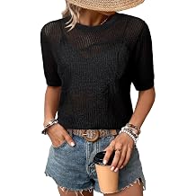 Dokotoo Womens Summer Short Sleeve Crochet Tops Hollow Out Floral Sweaters Beach Vacation Cruise Outfits