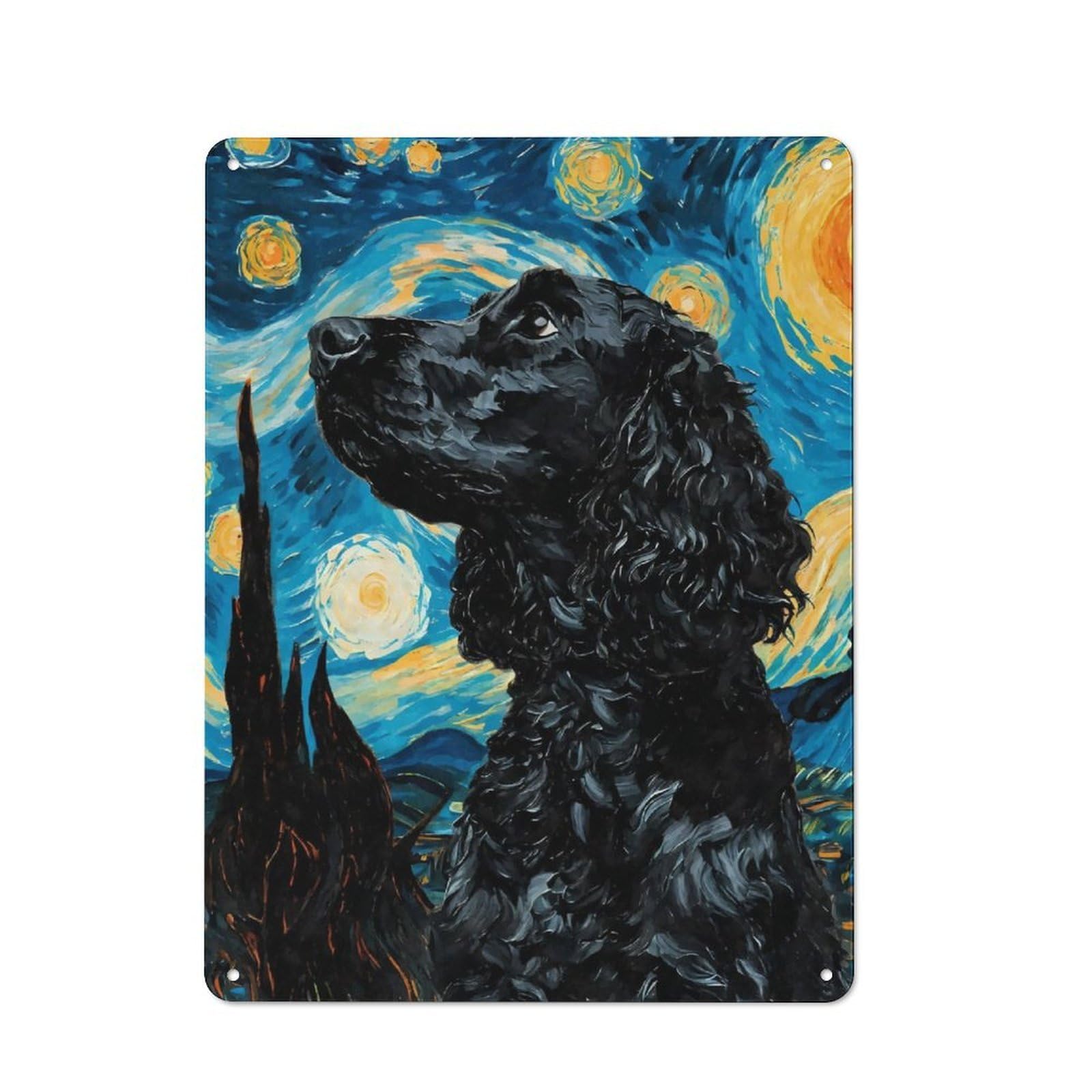 Junmoney Starry Cocker Spaniel Vintage Tin Wall Plaque 40X30cm For Workshop Wall, A Decorative Christmas Gift For Makers And Diy Enthusiasts