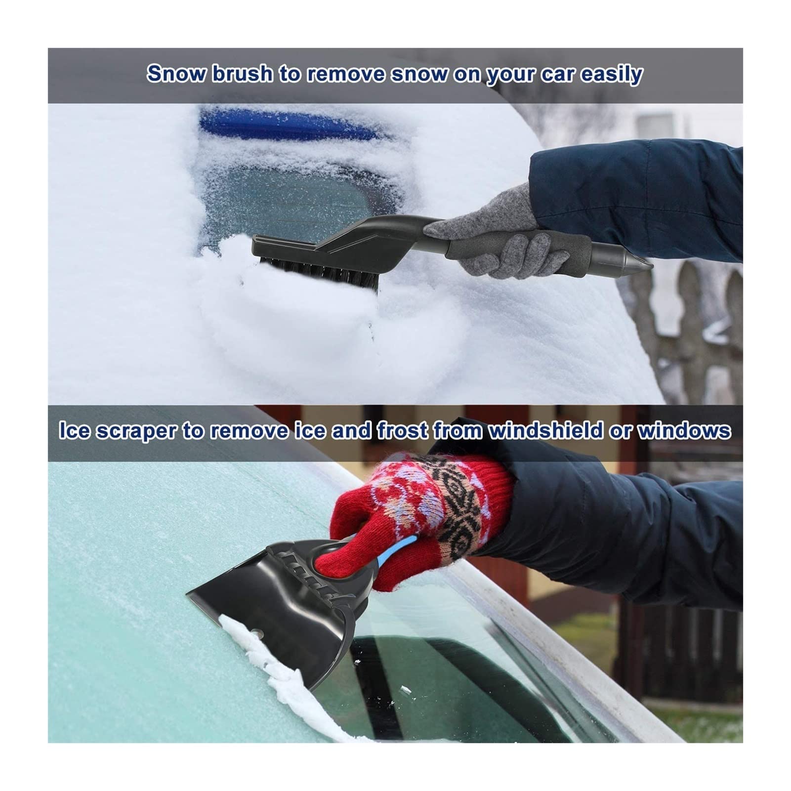 Grattoir à Glace pour Voiture avec poignée en Mousse givrée Outils de déneigement pour Voiture. Fenêtres de Pare-Brise de Camion SUV, 3 pièces