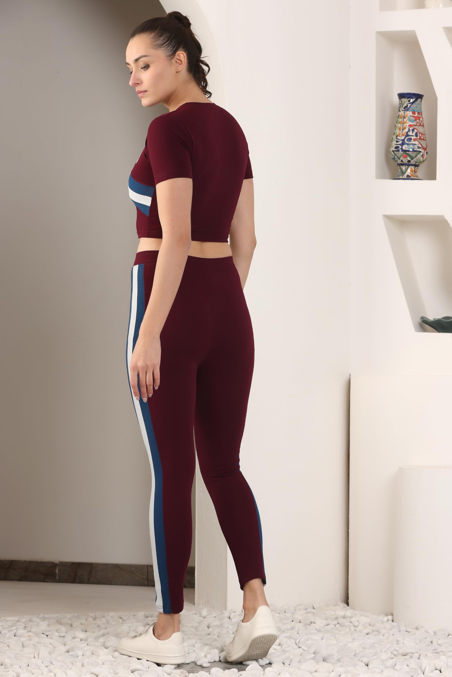 Zicada Women's Top & Bottom Set Gym Wear | Jogging Wear | Sports Running Suits For womens (XXL, Maroon)