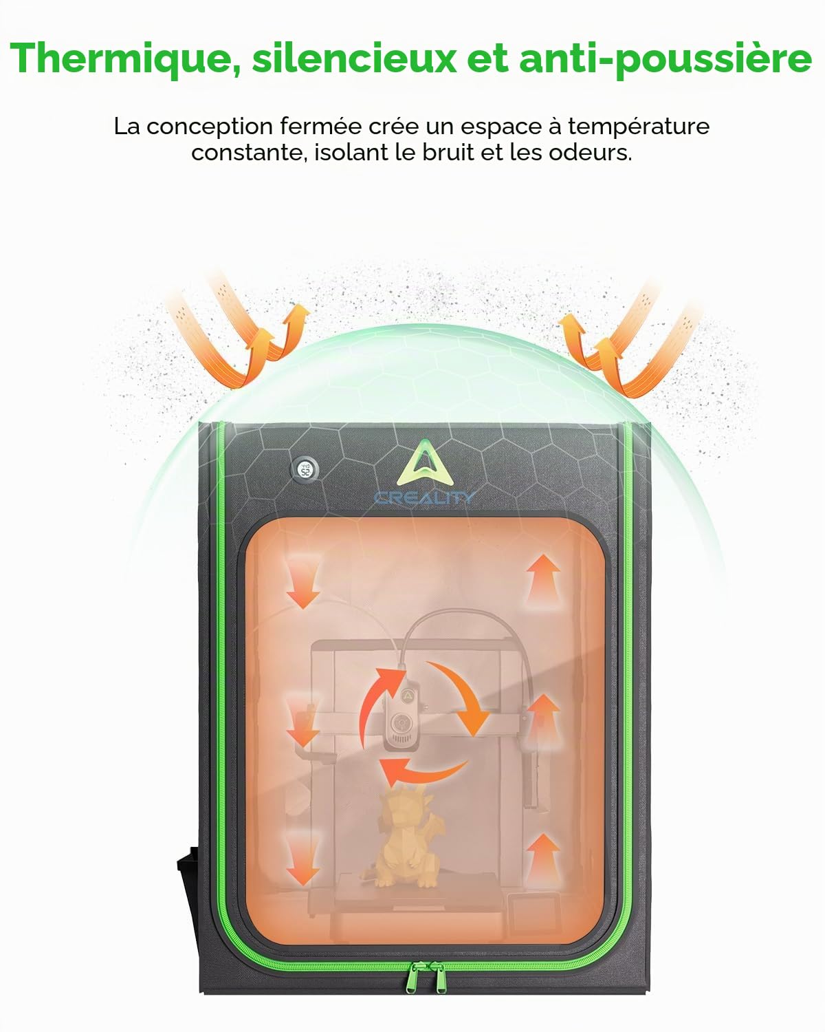 Creality Boîtier d'imprimante 3D avec éclairage LED, Couvercle de Protection Ignifuge et Anti-poussière à Température Constante, 520*600*720 mm pour Creality Hi/Ender 3 V3 SE/KE/Ender 3/3V2/Ender 3S1