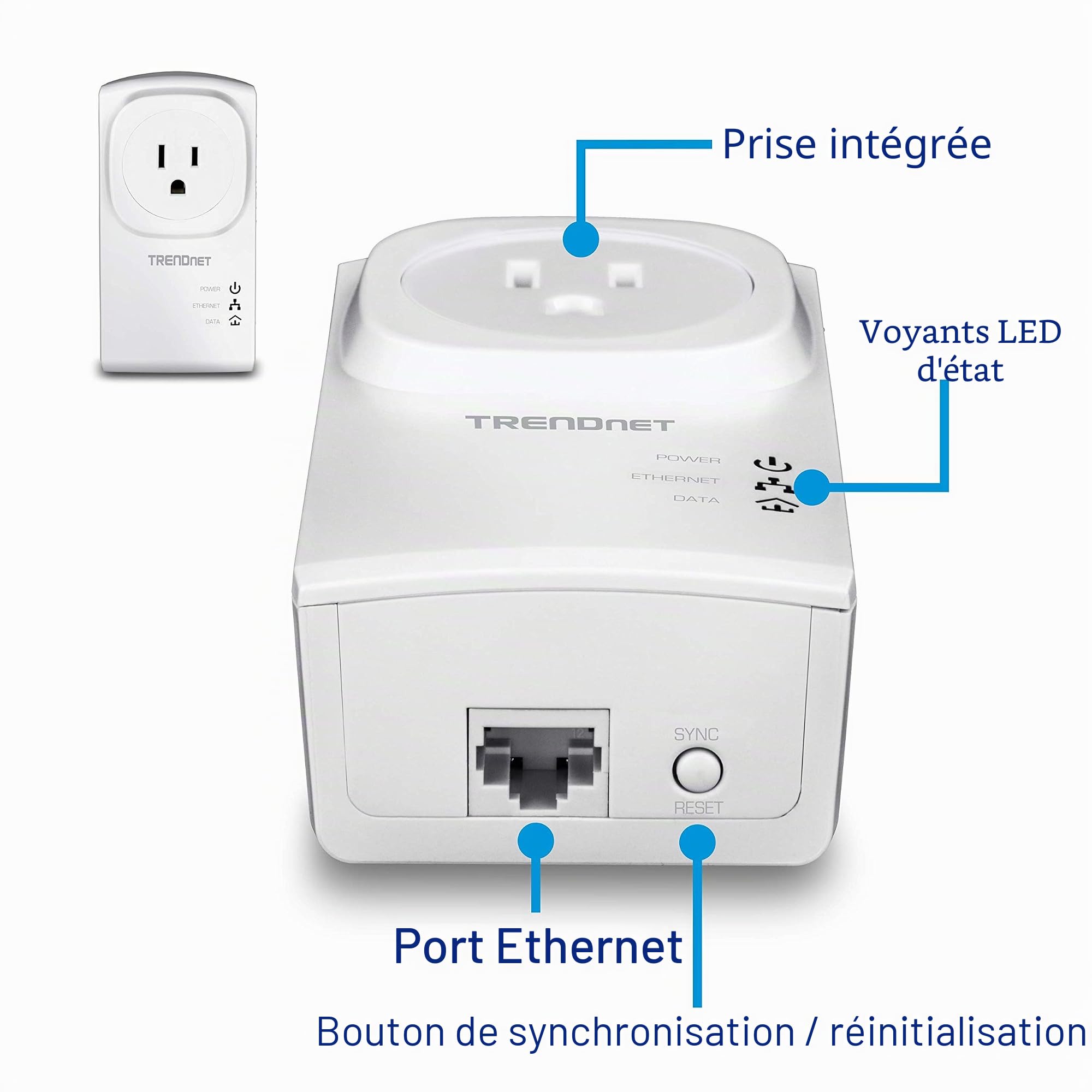TRENDnet - Kit D'Adaptateurs CPl Nano 500 AV avec Prise Intégrée, TPL-407E2K