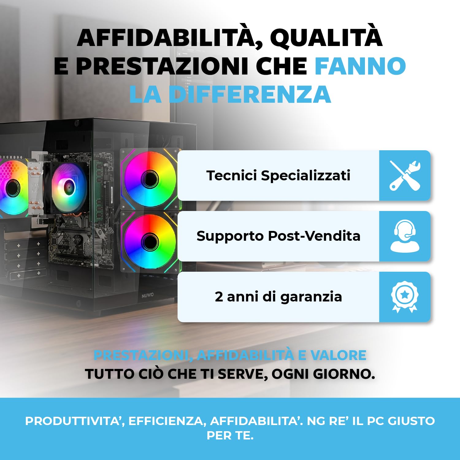 Keydo PC Fisso Desktop Ryzen 5 5600GT | 16GB DDR4 | SSD 512GB NVMe | Radeon Vega 7 | Windows 11 Pro | Tower Computer Fisso Completo NG-R