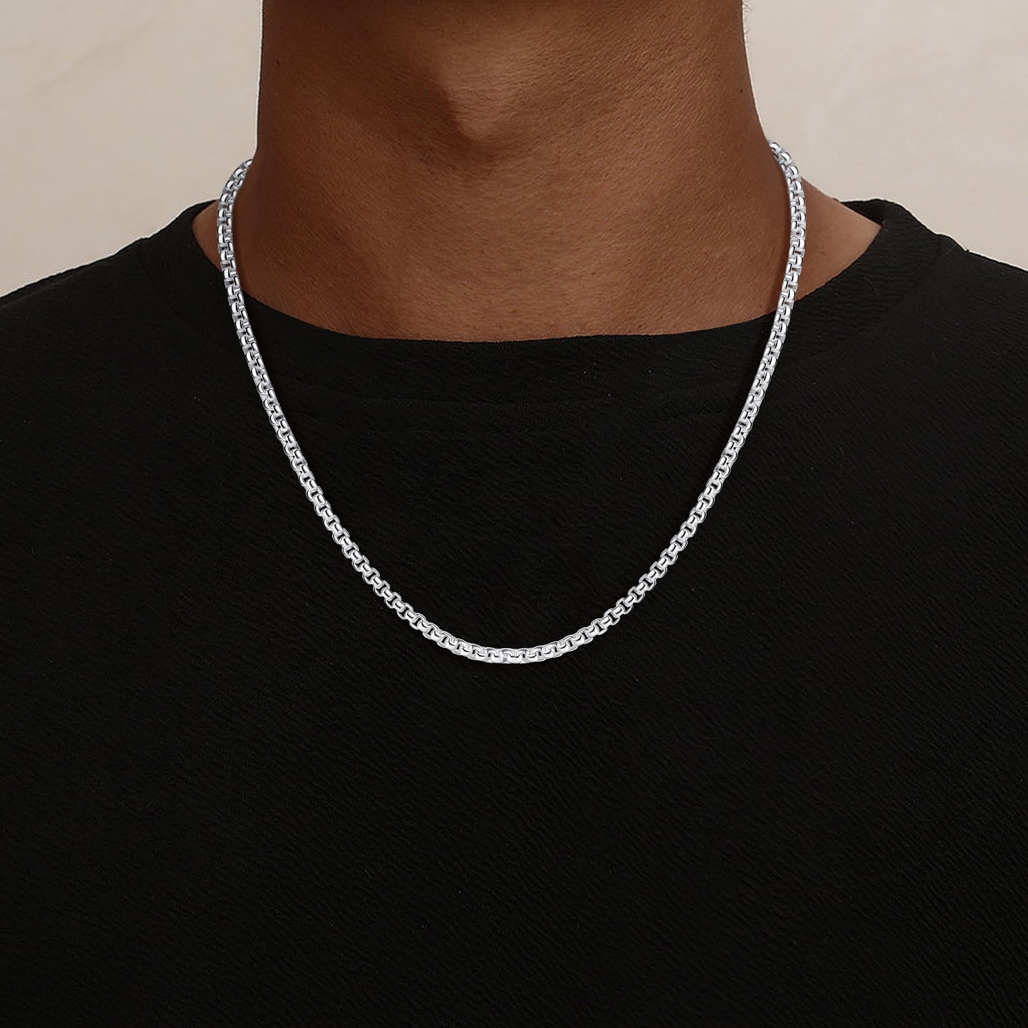 Kette Silber Über 925 Herren, 4mm Silberkette Herren 41/46/51/56CM