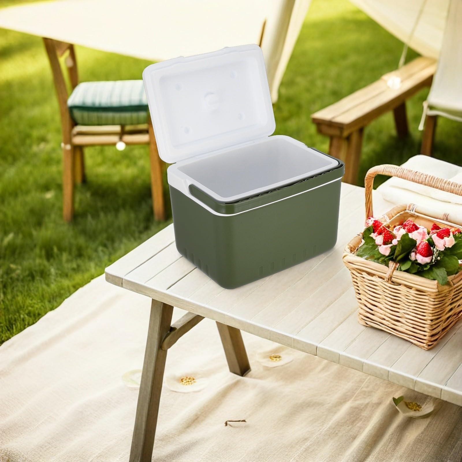 Borsa Termica Portatile 9l per Bevande e Alimenti Verde | Pe, Pp e Polistirene, Ritenzione del Ghiaccio, per Viaggi su Strada e Barbecue