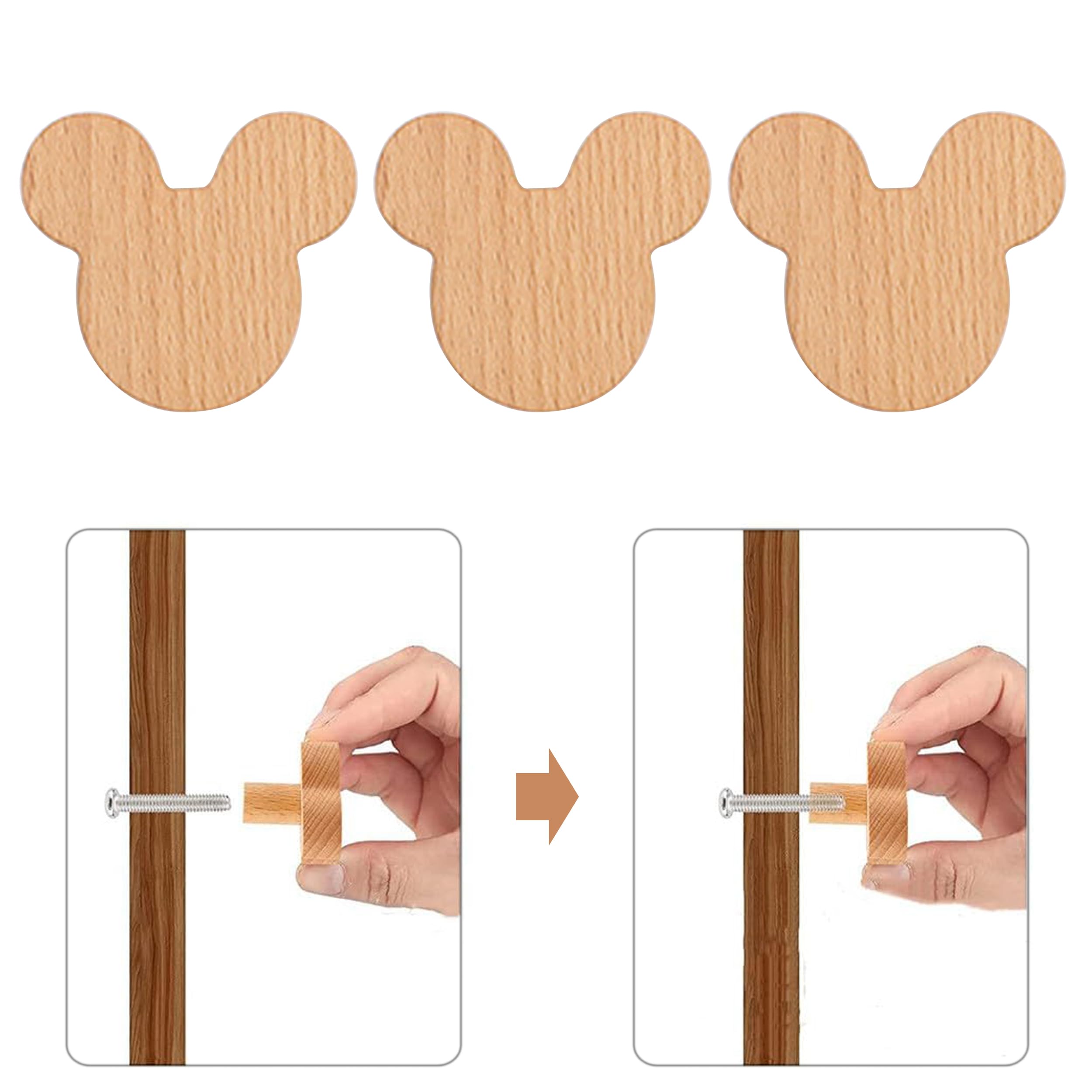 Mickey Formate Auped 12PS Holz Knöpfe und Schubladegriffe, Boho Möbel, Küchenschrank, Brustgriffe
