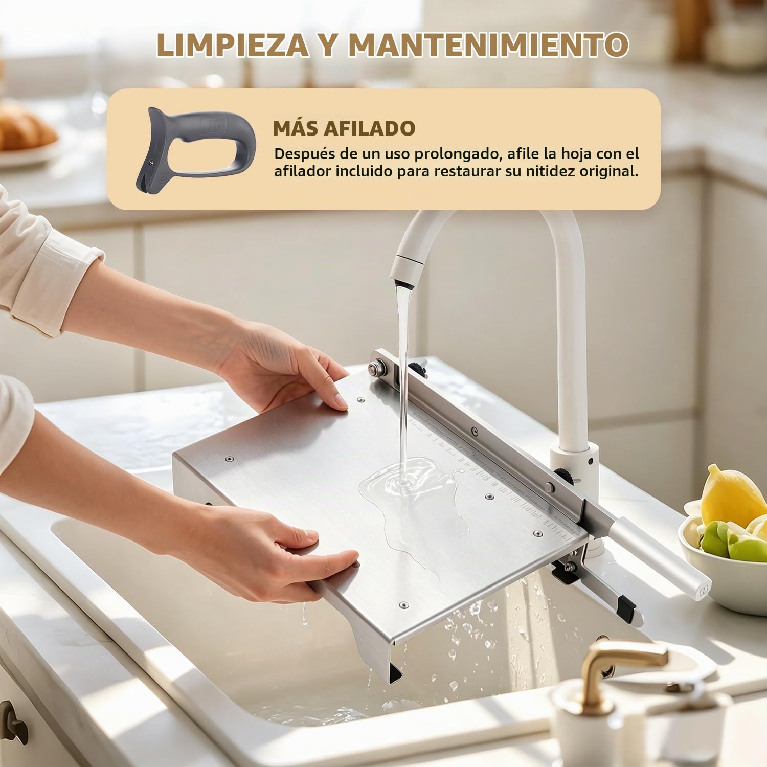 Moongiantgo Cortador Manual de Carne Congelada, 27cm Doble Cuchillas, Inox | Grosor Ajustable 0-57mm, Cortafiambre de Acero Inoxidable, para Huesos, Pollo, Pato, Cerdo, Res, Cordero, Pescado, Vegetale