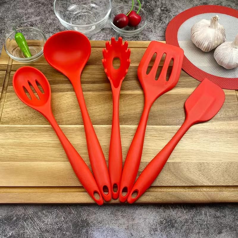 Miniatura 5 de Generic Juego de 10 utensilios de cocina de silicona, sin BPA, para utensilios de cocina antiadherentes (rojo), 10.63 x 2.56 pulgadas