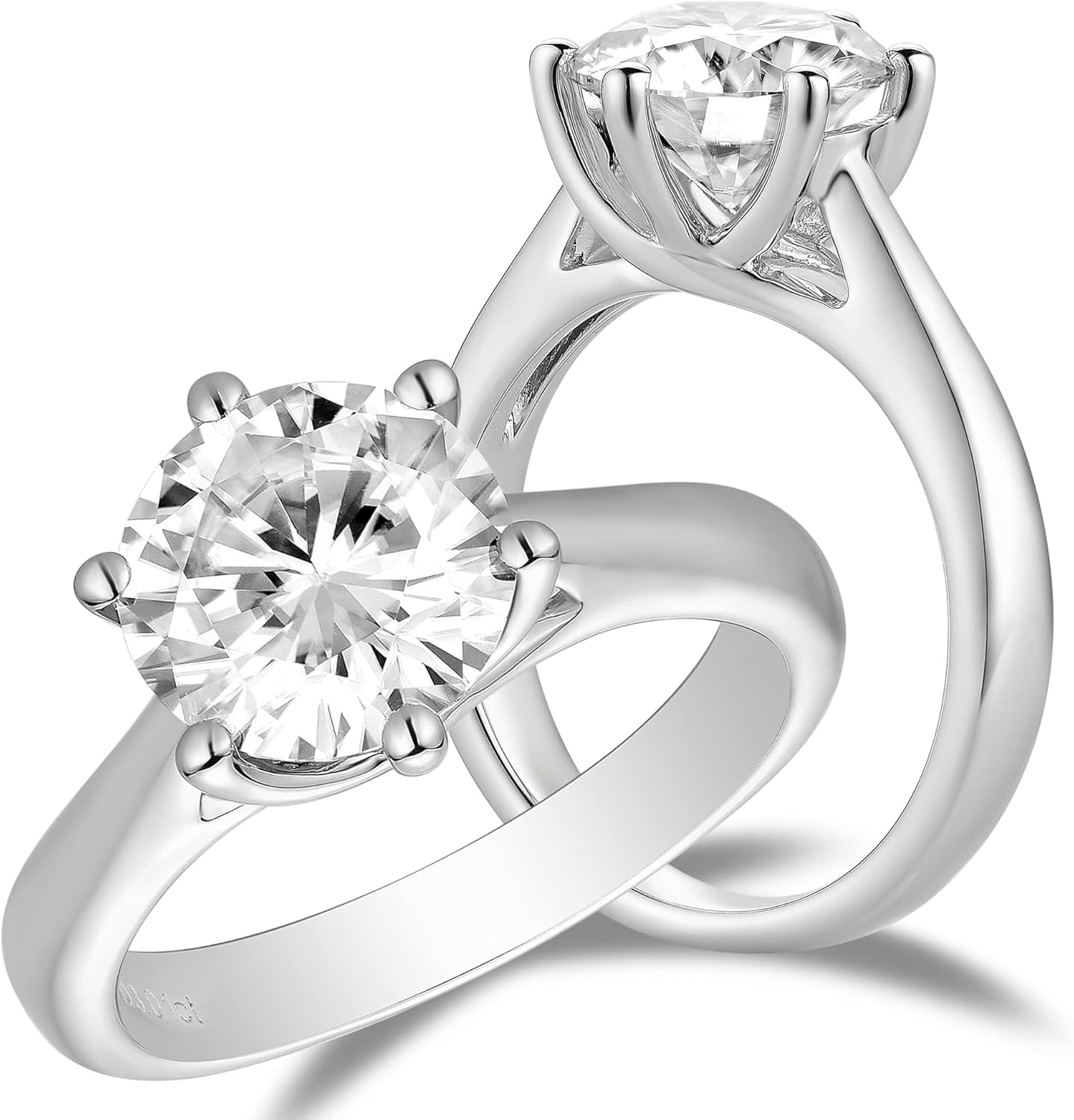 DovEggs Moissanite Engagement Ring for Women 1-3 Carat Brilliant Round F-G-H Color Heart Arrows Cut Moissanite Lab Created Diamond Solitaire Wedding Rings Sterling Silver with 18K White Gold Plated