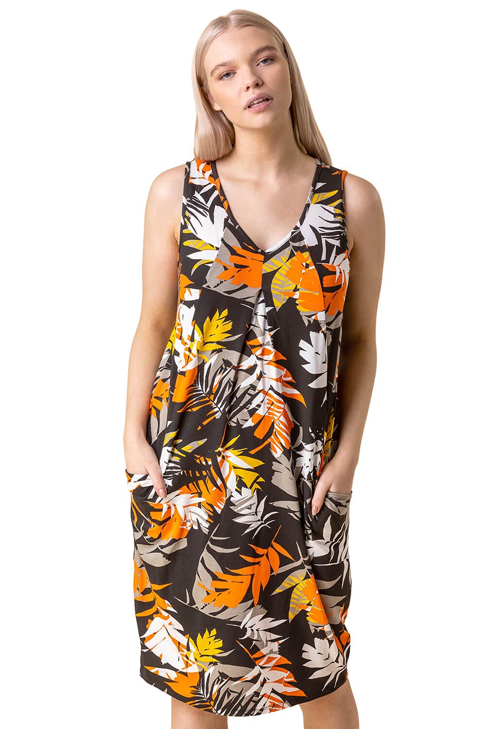 Women Slouch Cocoon Dress with Pockets Ladies Stretch Jersey Summer Spring Casual Harem Sleeveless Oversized Relaxed Baggy Beach Regular & Curve Plus Size