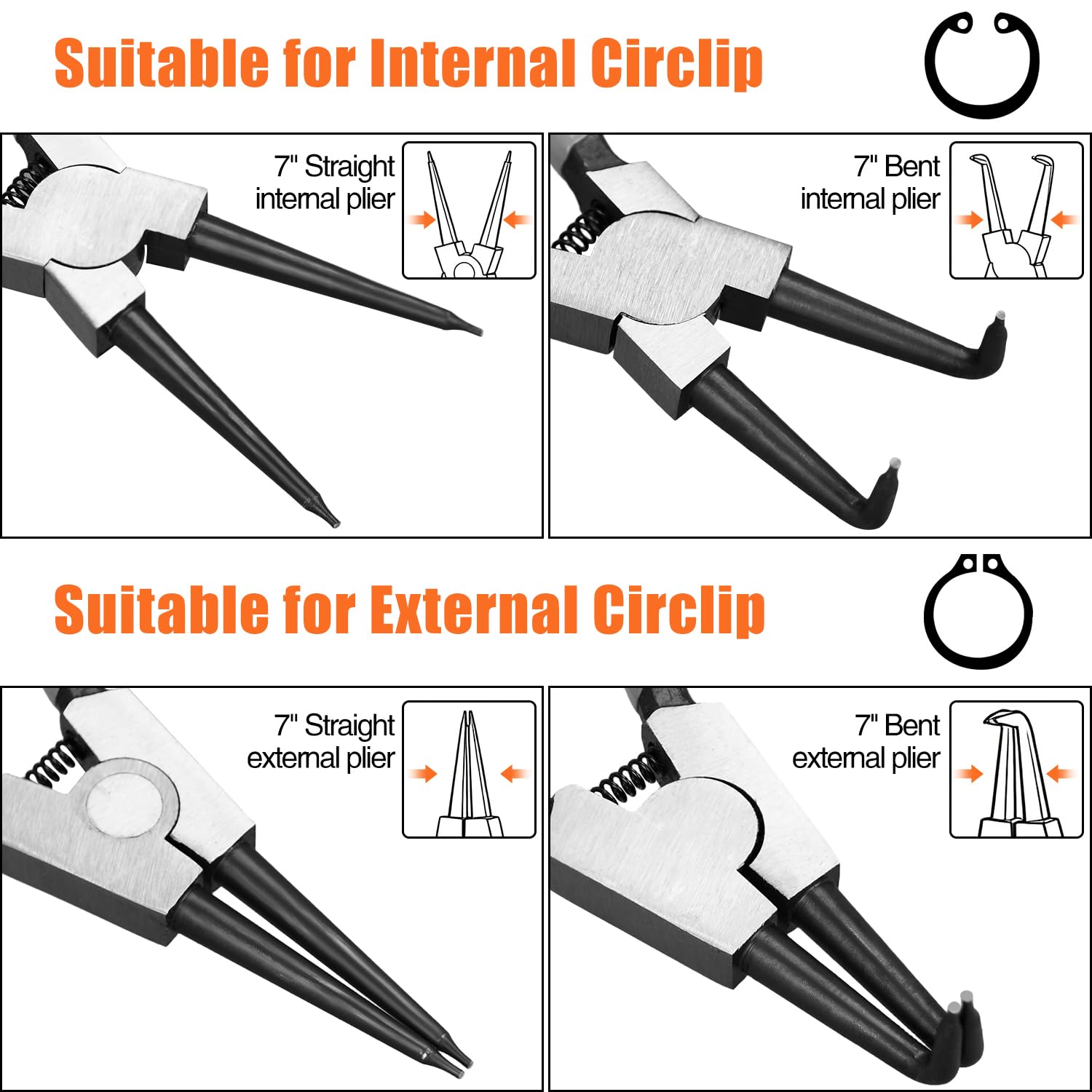 Snap Ring Pliers Set - 4 Pcs Small Tip Pliers -5