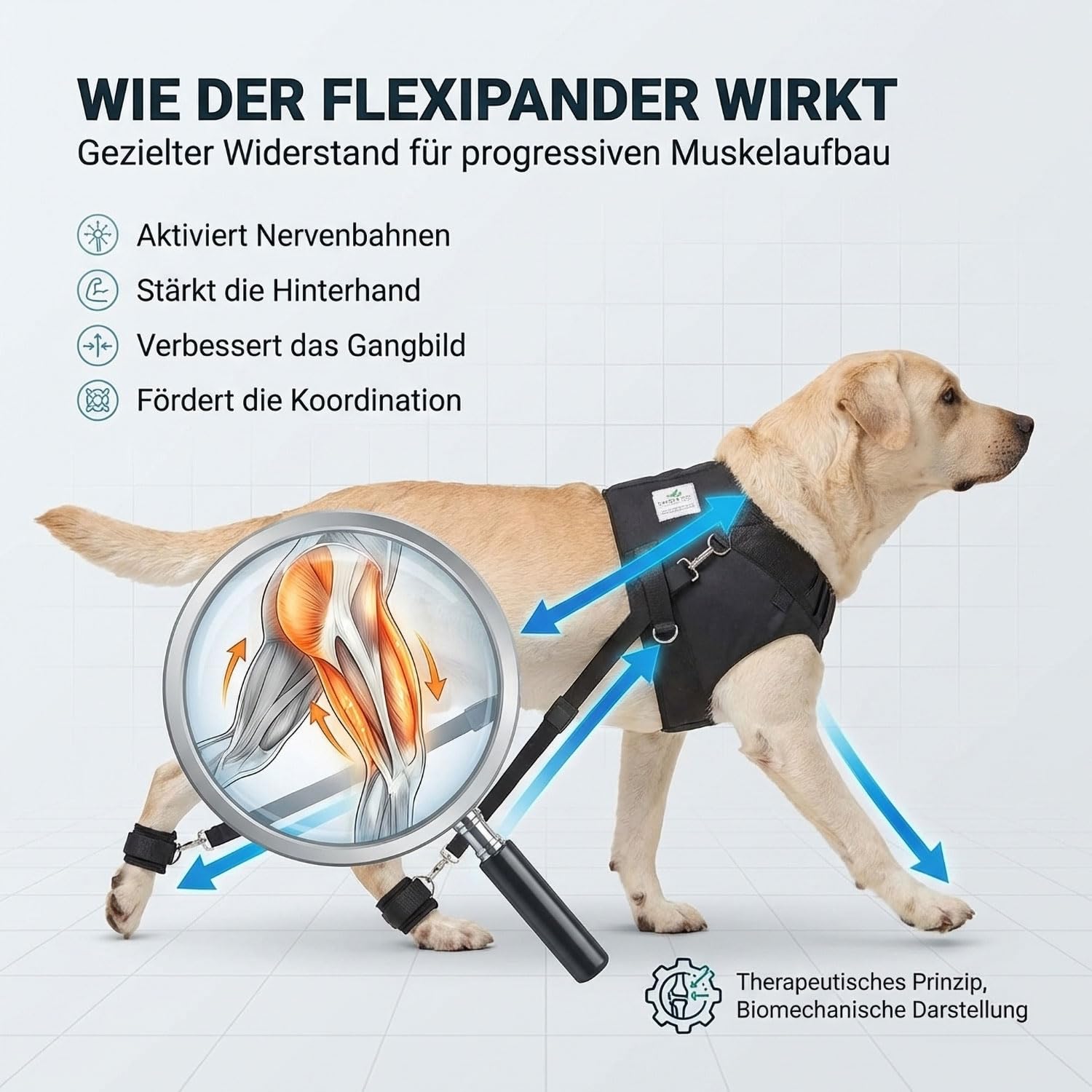 FlexiPander - Arnés de Entrenamiento para Perros con Problemas en la Cadera y en Las Patas traseras XL