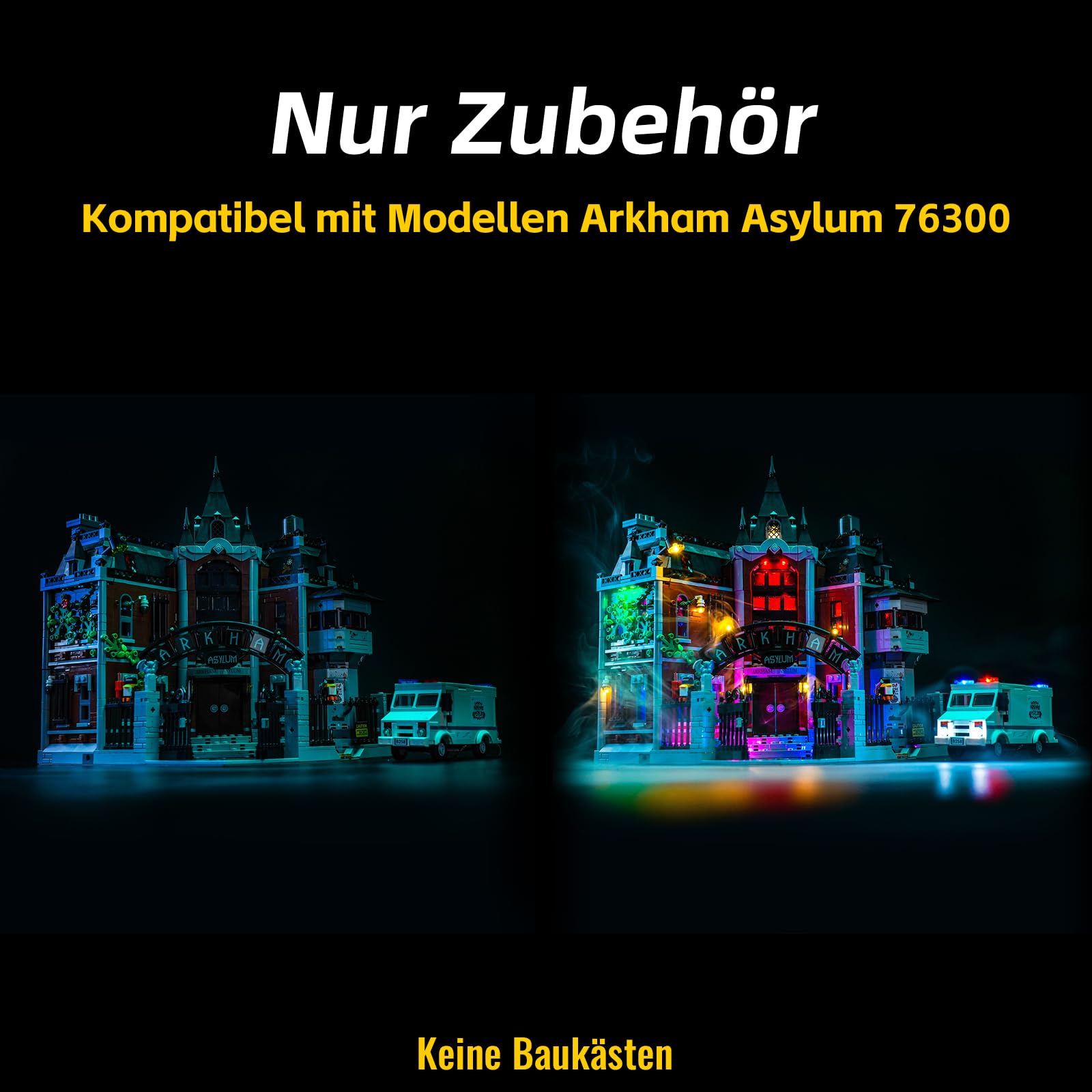 Zestaw oświetlenia LED, kompatybilny z Lego 76300 Arkham Asylum (bez modelu), zestaw dekoracyjnego oświetlenia kompatybilny z Lego Arkham Asylum 76300, kreatywna zabawka