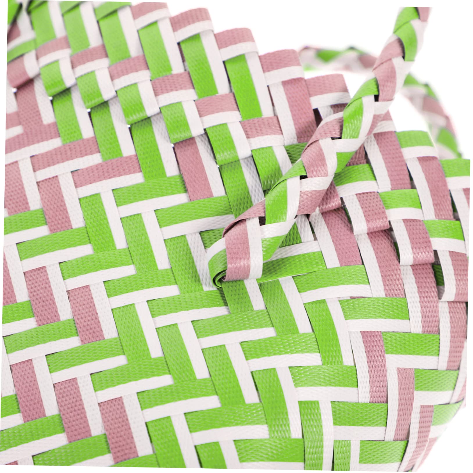 Panier Anse en Pvc Tressé Léger et Facile à Déplacer, Petit Panier à Provisions Chic et Rustique pour Shopping et Plage