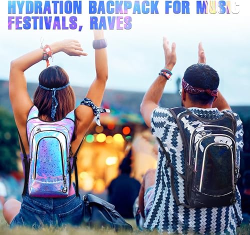 Miniatura 2 de Mochila de hidratación, paquete de hidratación para festivales, mochila de agua con vejiga de hidratación de 2 litros, mochila de hidratación para