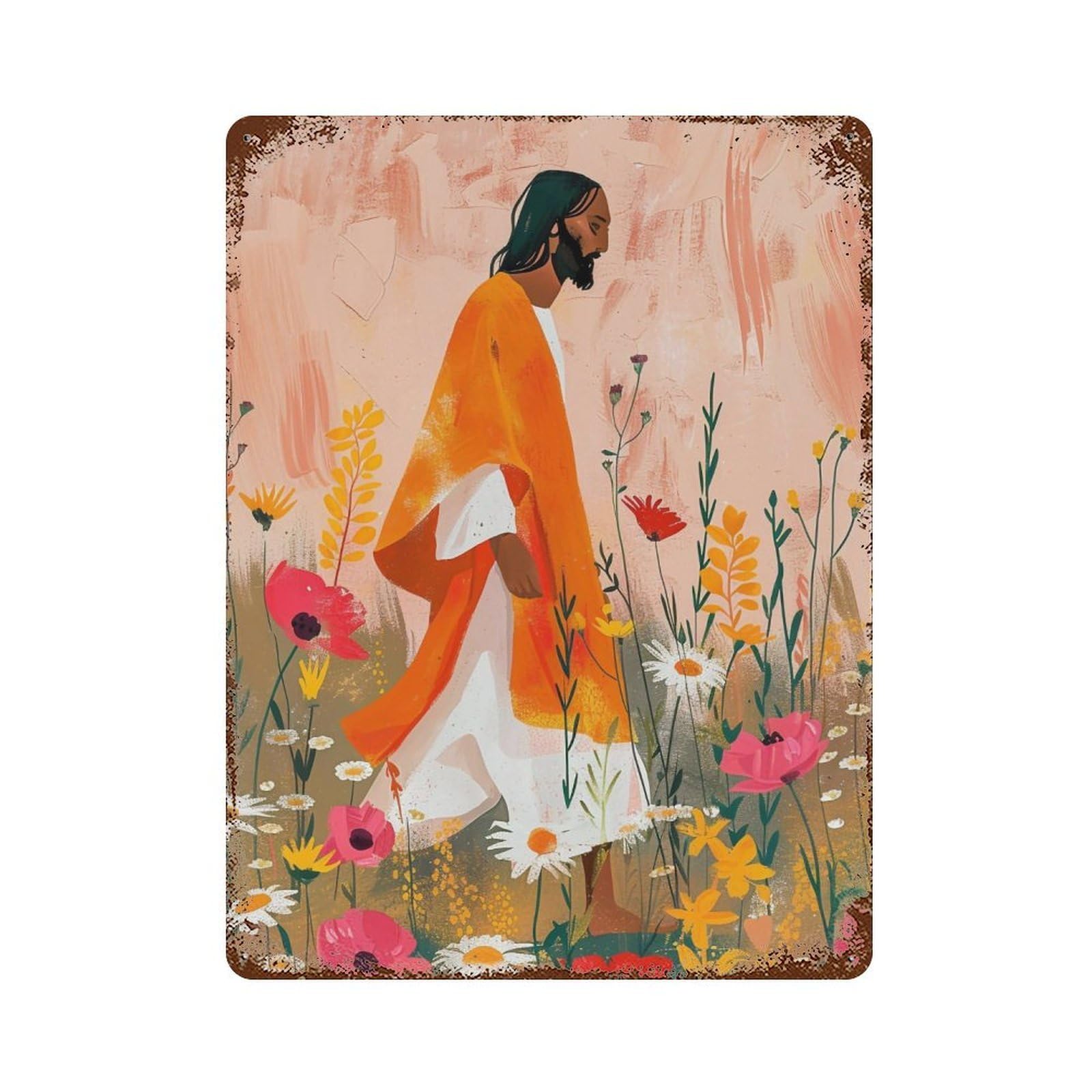 FHUYEURHRY Jesus-and-Flowers-Modern_02 Wall Decor Retro Iron Vintage Art Metal Tin Sign Poster Modern Home Cofffee Club Art Bar Shop Decorations Style 40x30cm