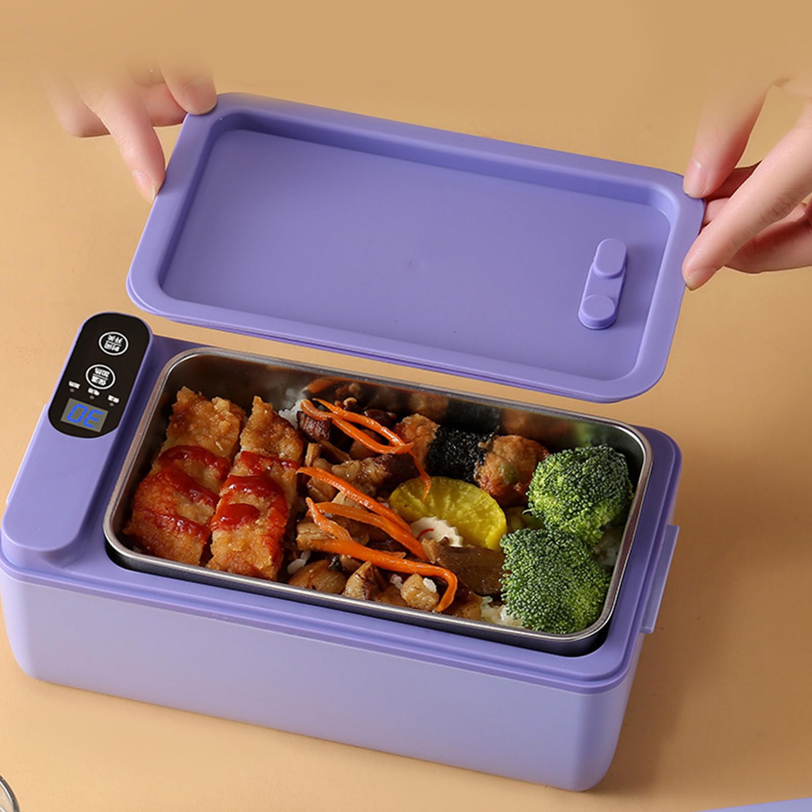 PANGBOER Pratico Riscaldamento Pranzo Organizzatori 3200mAh A tenuta stagna Scatola di Cibo 304Stainless Steel Studente per Uso quotidiano Riscaldamento