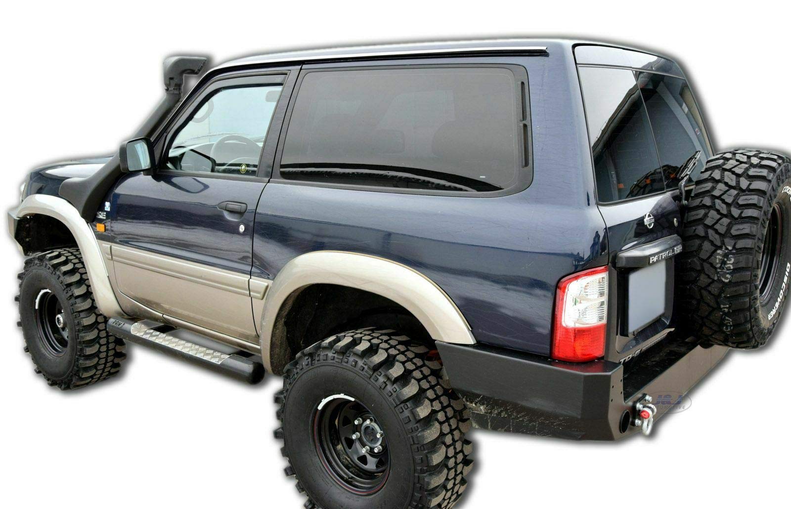 J&J AUTOMOTIVE Deflettori d'Aria per Nissan Patrol Y61 3-Porte 1997-2005, Set da 2 Pezzi, Nero Fumé Oscurato Heko